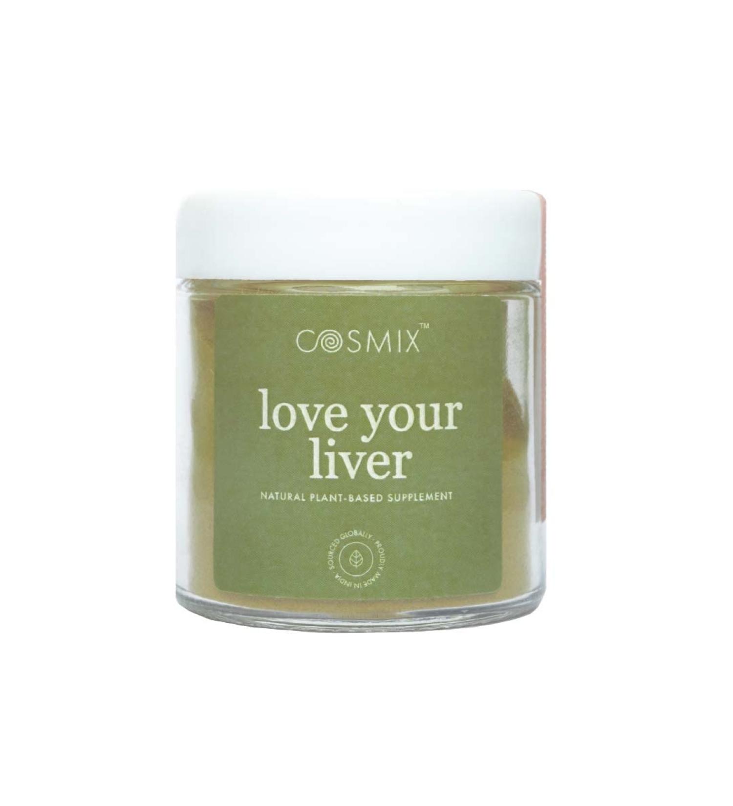 cosmix Love Your Liver Detoxification of Liver & Kidney Purifies Blood Reduce Inflamation Bhumi Amalaki Milk Thistle Turmeric 60G - Makes Upto 40 Servings Plant-Based Superfood Blend - Buy Online on GoSupps.com
