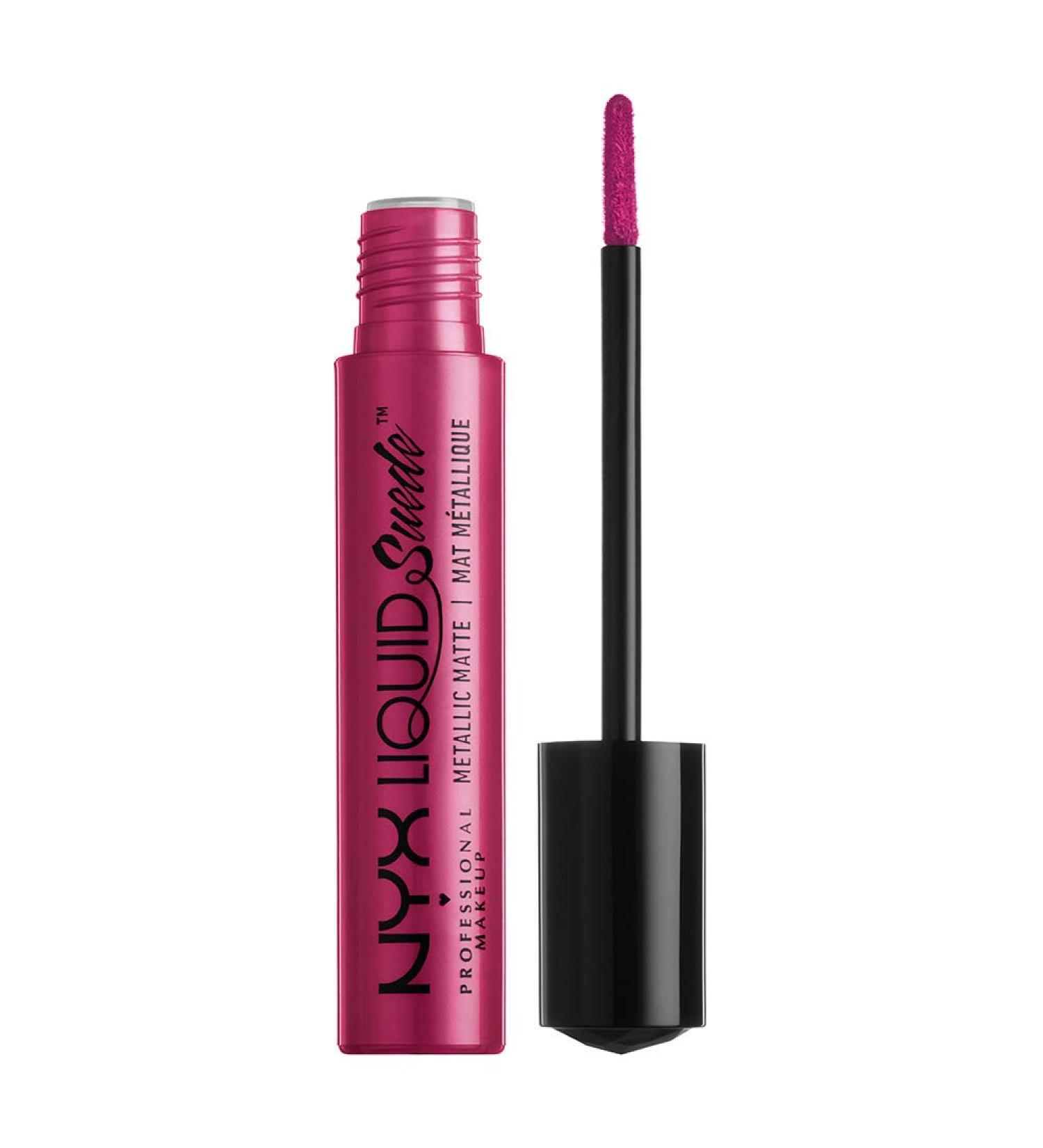 NYX Liquid Suede Metallic Matte Lipstick in Buzzkill Magenta - Long-Lasting Formula - Buy Online on GoSupps.com
