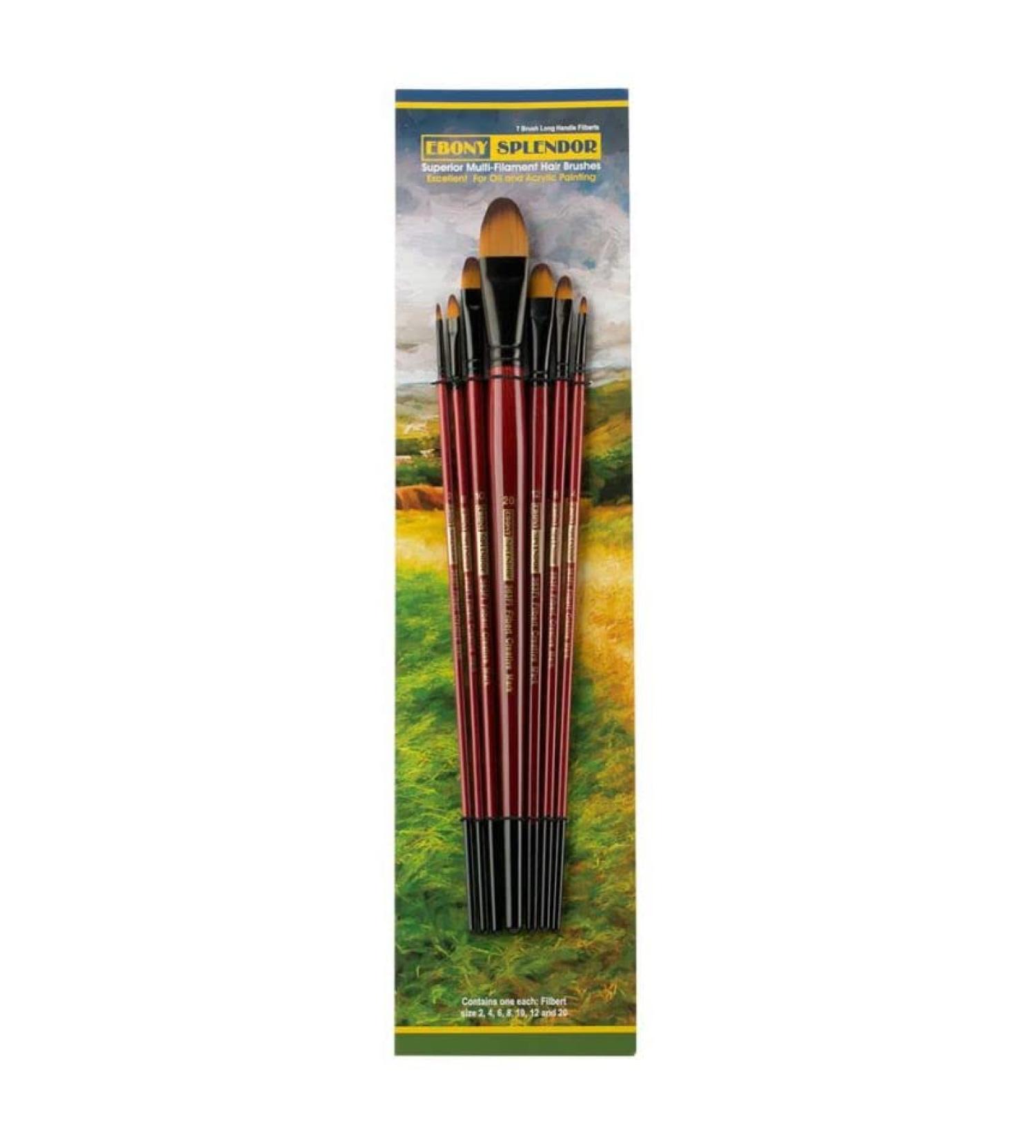 Ebony Splendor Long Handle Filbert Brush Set - Set of 6 Brushes - Buy Online on GoSupps.com