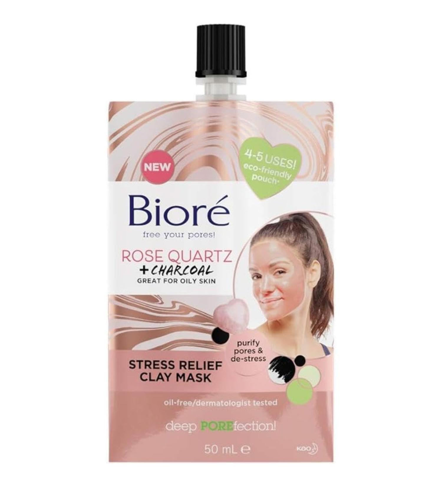 Biore Rose Quartz and Charcoal Stress Relief Clay Mask 50 ml - Buy Online on GoSupps.com