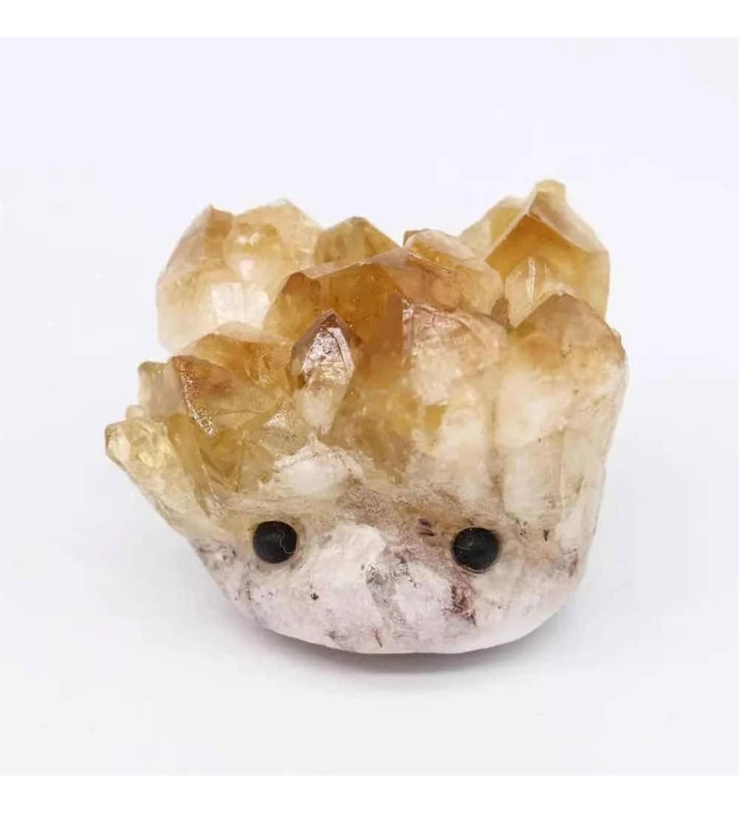 1pc 4cm-6cm Natural Mini Sized Citrine Hedgehog Crystal Stone Gift for Decoration Suitable for Home Crystals Stone Mineral Specimen - Buy Online on GoSupps.com
