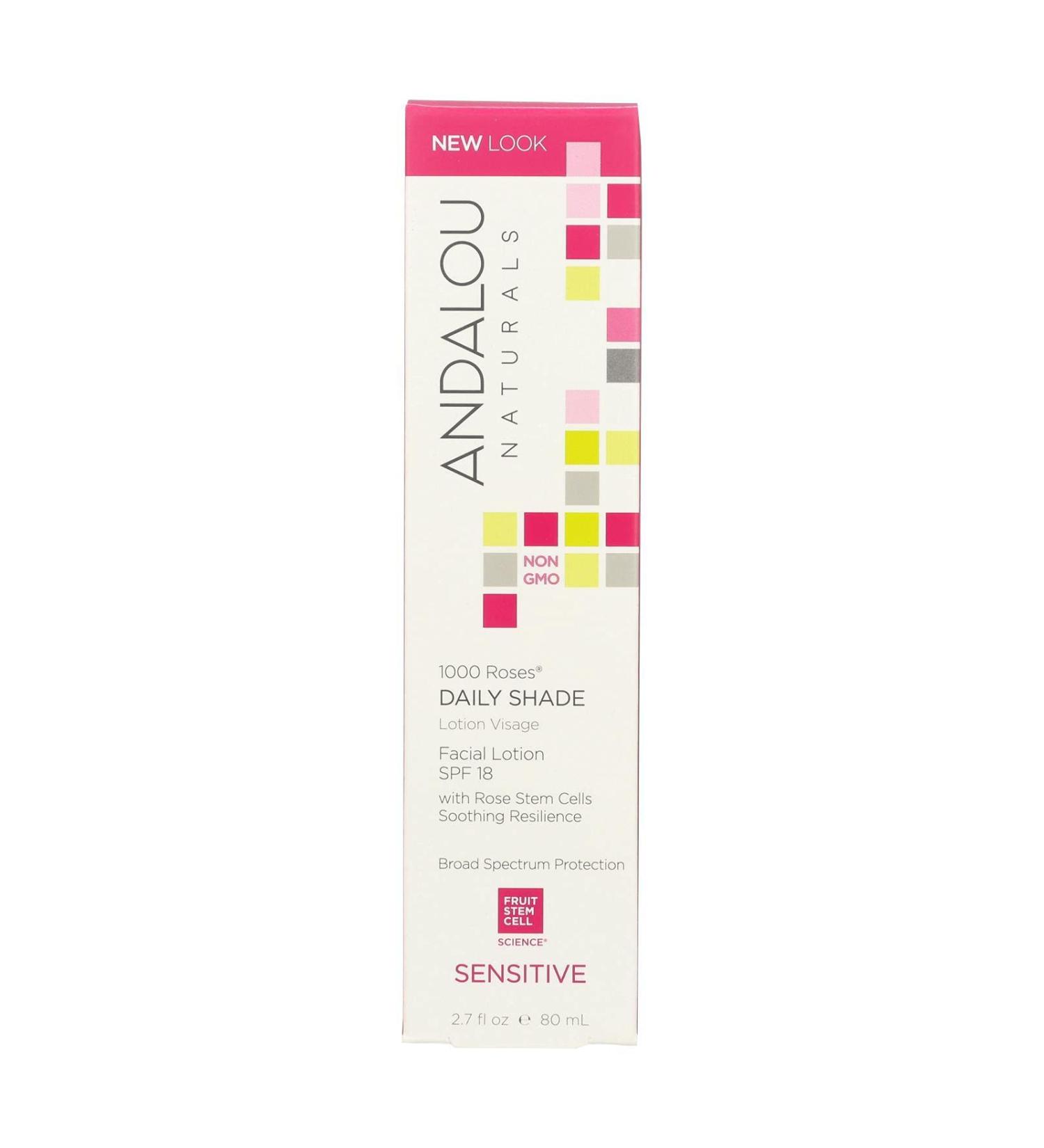 Andalou Naturals Facial Lotion - 1000 Roses - Daily Shade SPF 18 - 2.7 oz