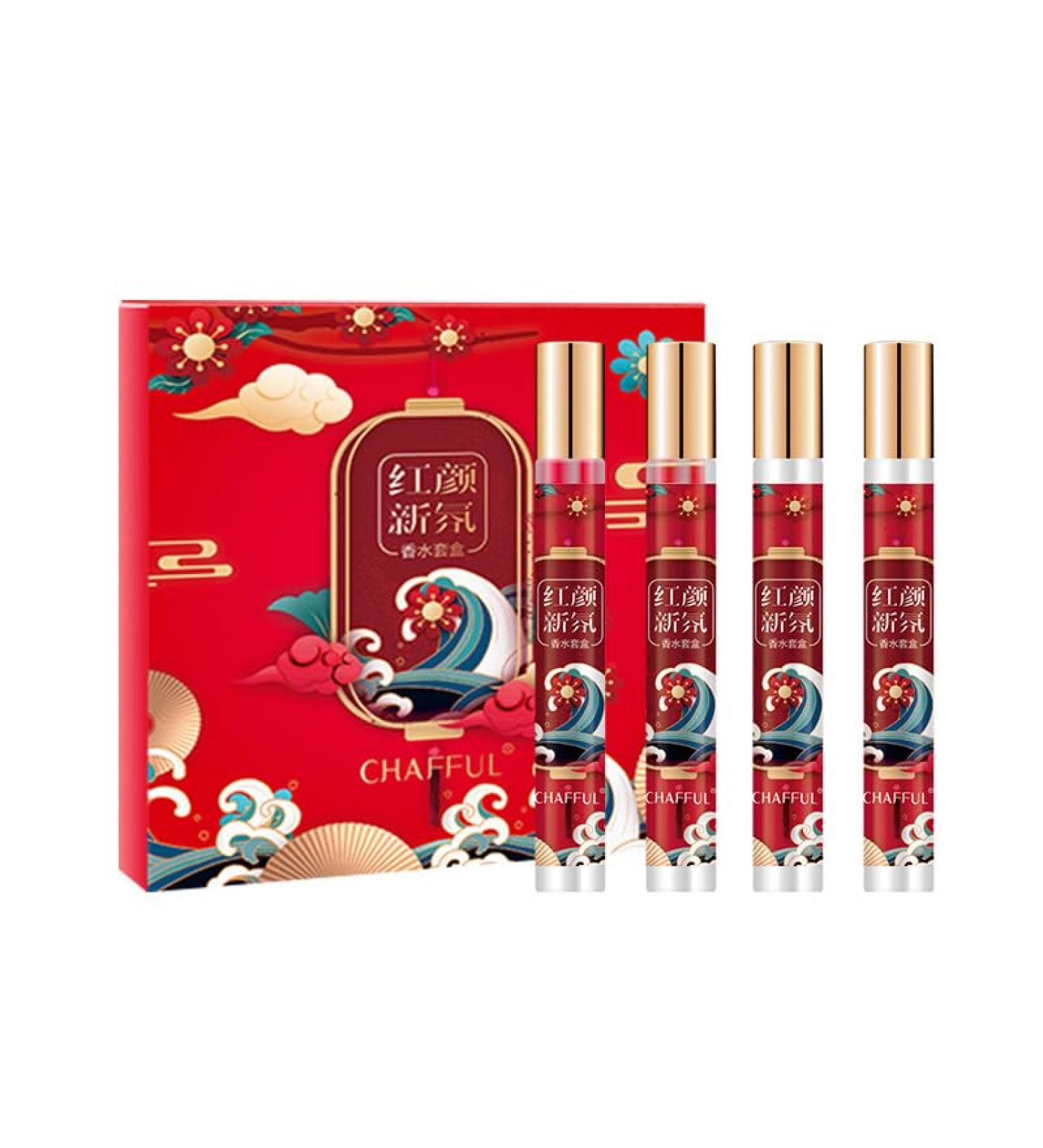 Rouge New Fragrance Set Chinese Style Perfume Gift Set Christmas Perfume Gift Set Fresh Flower Fruitless Fragrance Long Lasting Ladies Roller Ball Perfume Set 4x15ML - Buy Online on GoSupps.com
