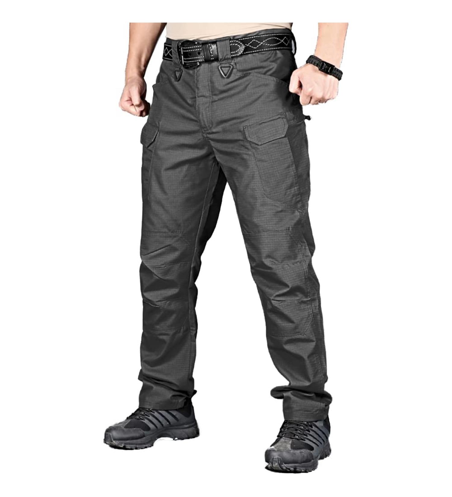 HYCOPROT Men's Tactical Ripstop Cargo Pants - Water Repellent, Quick Dry - Black, 32 Regular - Buy Online on GoSupps.com