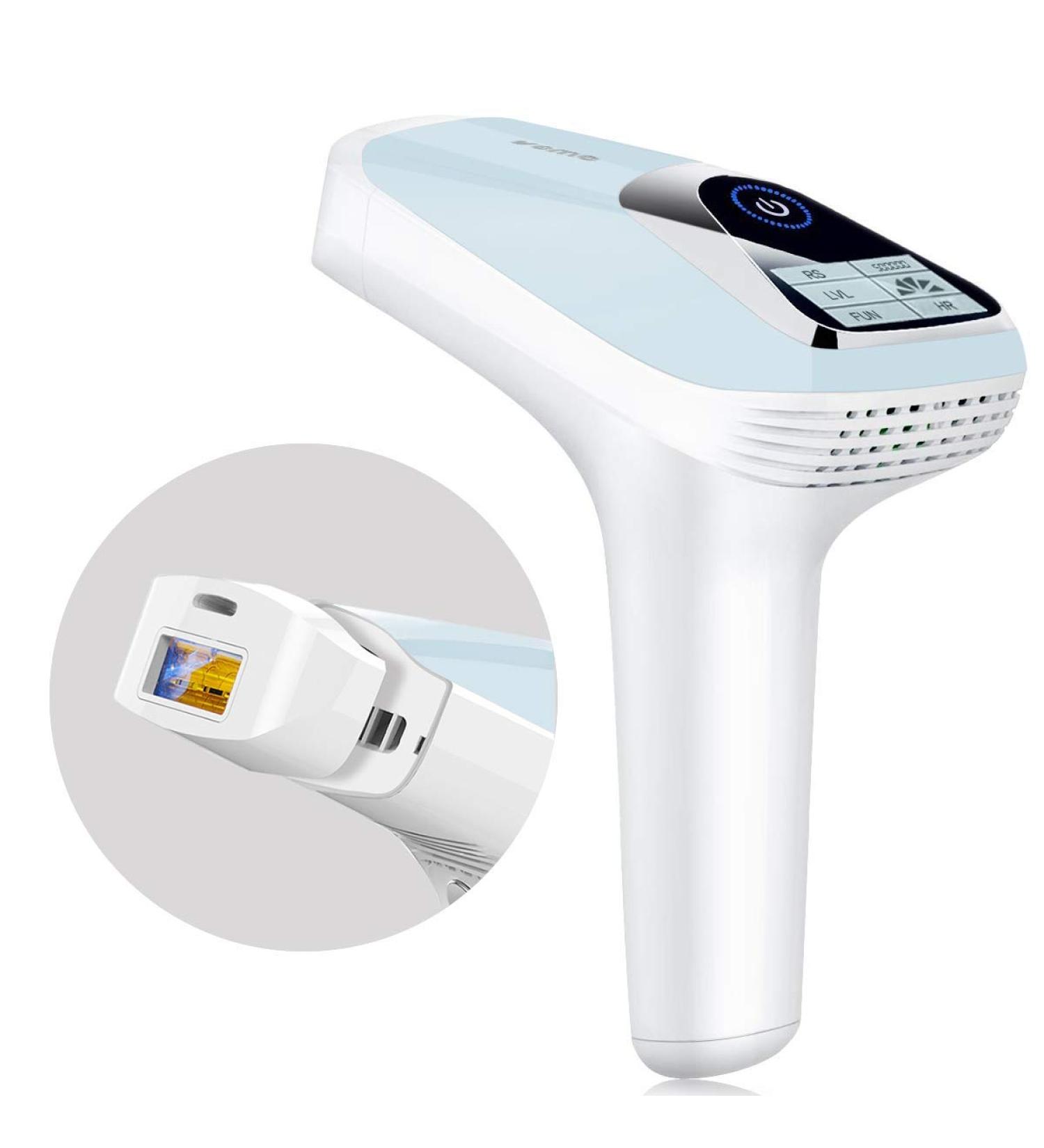 VEME IPL Hair Removal Device for Women - Permanent, Painless Hair Remover with 5 Energy Levels - 500,000 Flashes - Blue & White - Buy Online on GoSupps.com