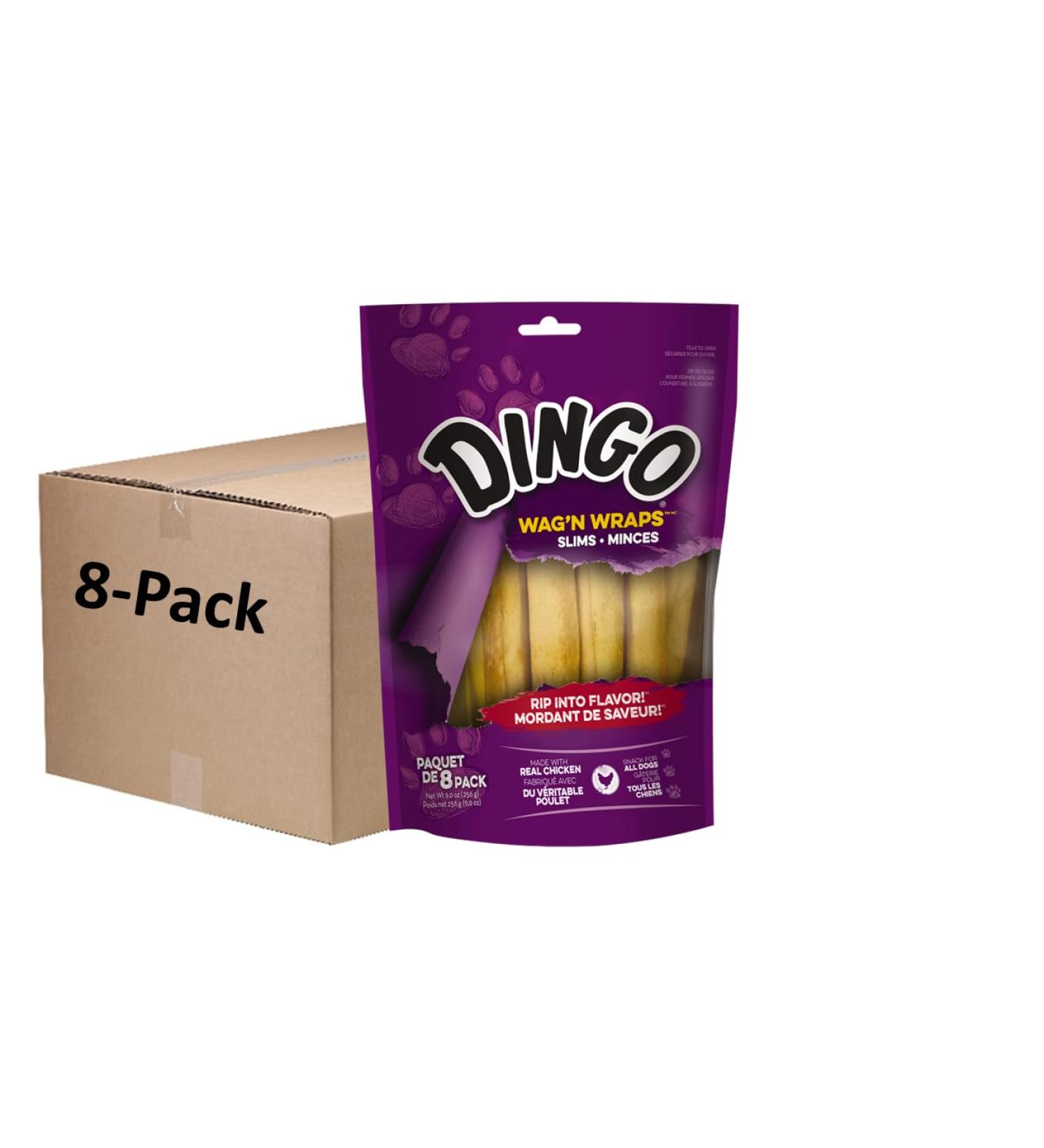 Dingo Wag'N Wraps Slims 8ct 9.0oz 256g 8 Pack - Buy Online on GoSupps.com