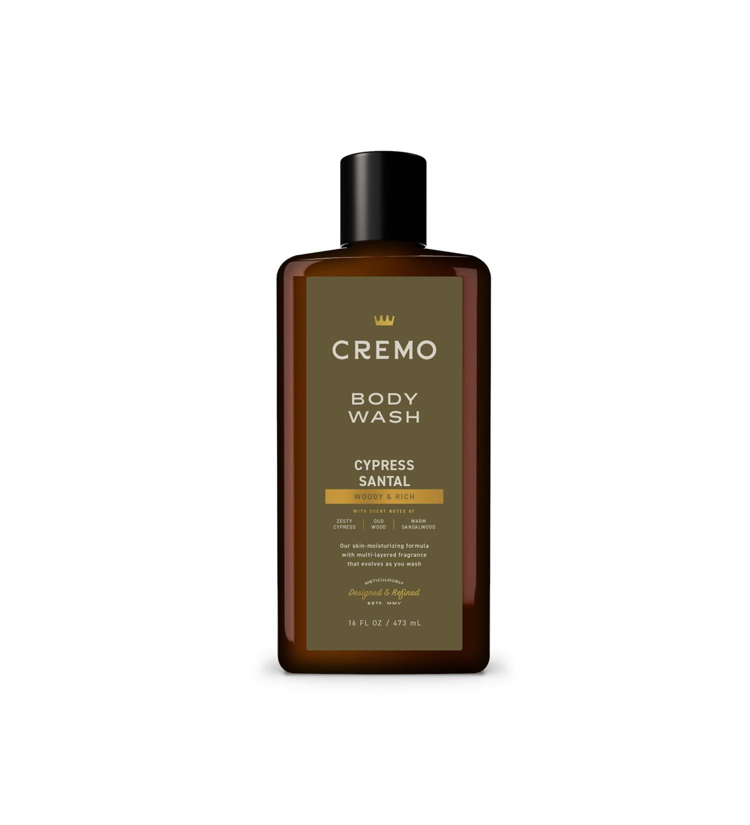 Cremo Body Wash Men Notes of Zesty Cypress Oud Wood and Warm Sandalwood Rich-Lathering Cypress Santal 16 Fl Oz - Buy Online on GoSupps.com