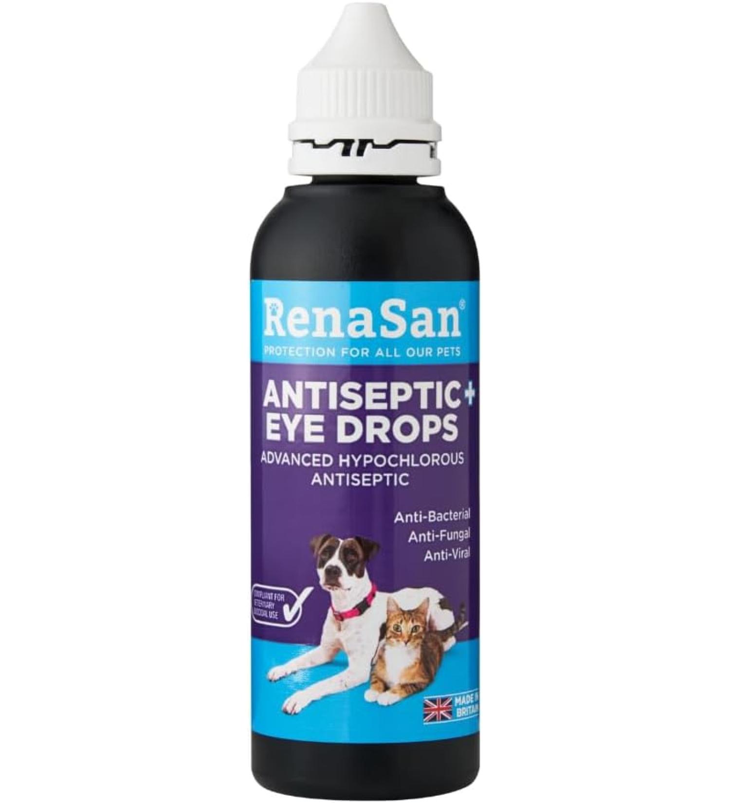 RenaSan Antiseptic Eye Drops for Dogs, Cats - 60ml - Buy Online on GoSupps.com