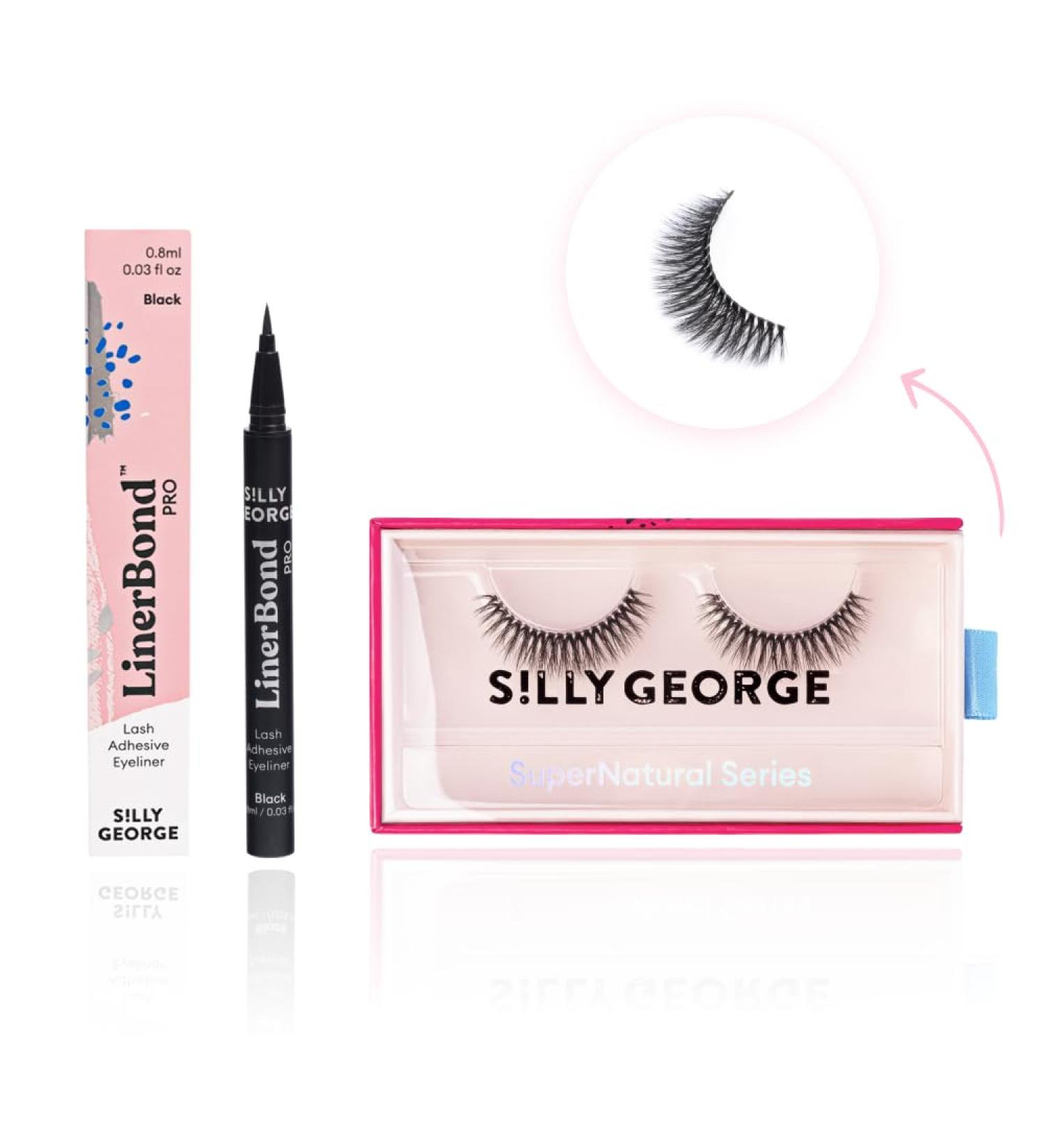 Silly George LinerBond Lash System | SuperNatural Series Starter Kit with LinerBond Adhesive Eyeliner and Natural Look Lashes - Nova LinerBond Black - Buy Online on GoSupps.com