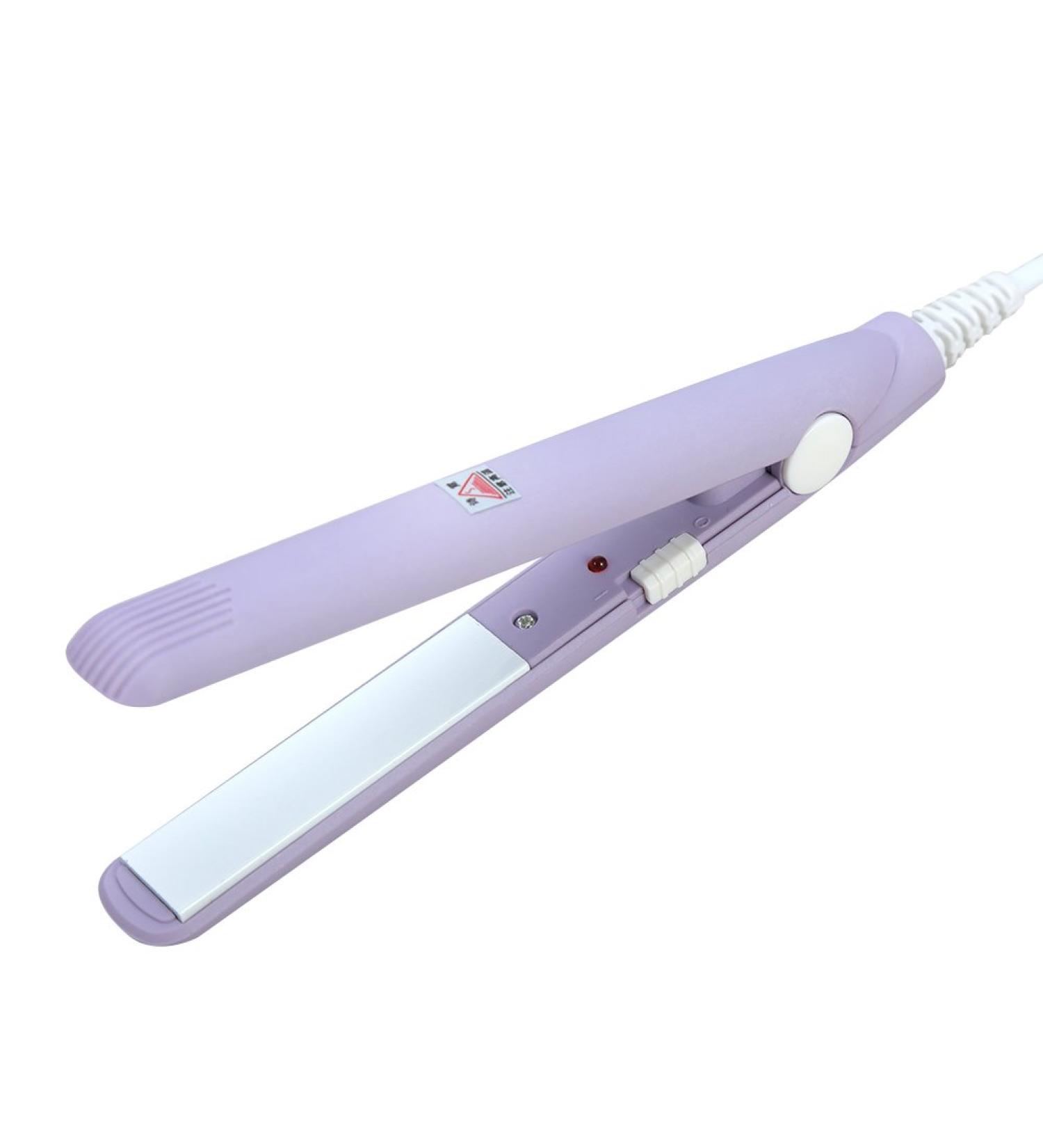Mini Hair Straightener Travel Flat Iron - 2 in 1 Portable Ceramic Curler with 190 Smart Temperature for Salon Quality Curls & Straight Hair (Purple - Buy Online on GoSupps.com