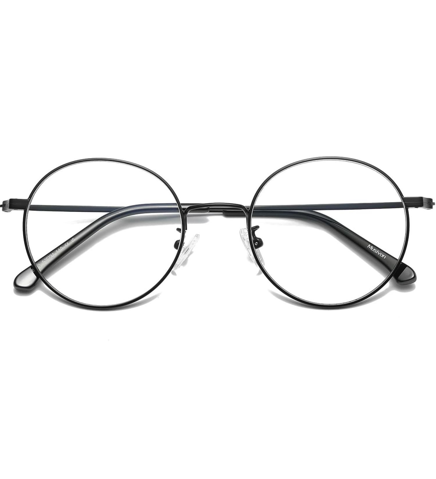 Musivon Blue Light Filter Glasses for Men & Women - Round Black Metal Frame No Prescription Needed - Protect Your Eyes While Working on Computers - Buy Online on GoSupps.com