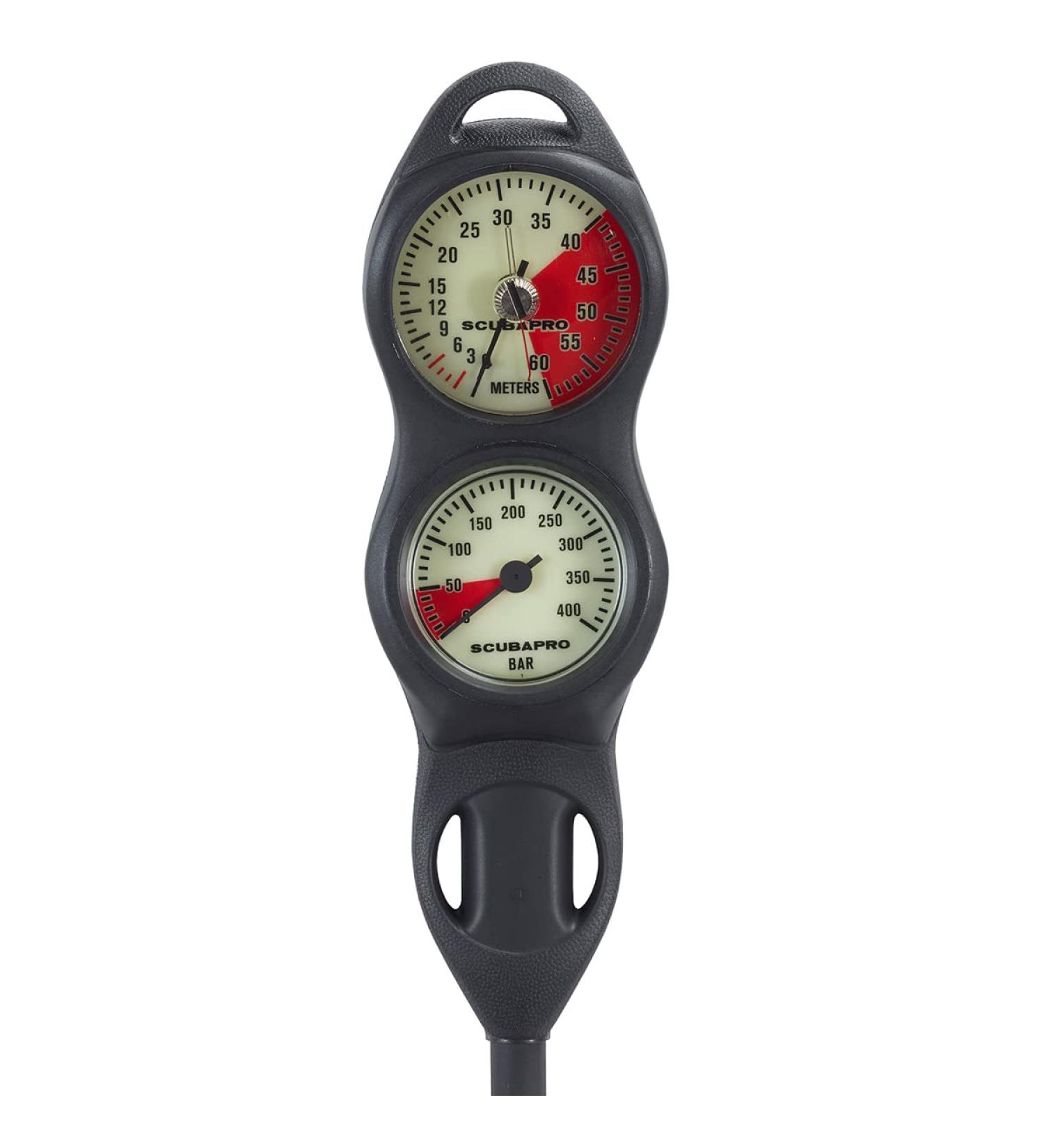 SCUBAPRO 2-Gauge U-Line Diving Console with Pressure Gauge and Depth Gauge, Metric Display, Plastic