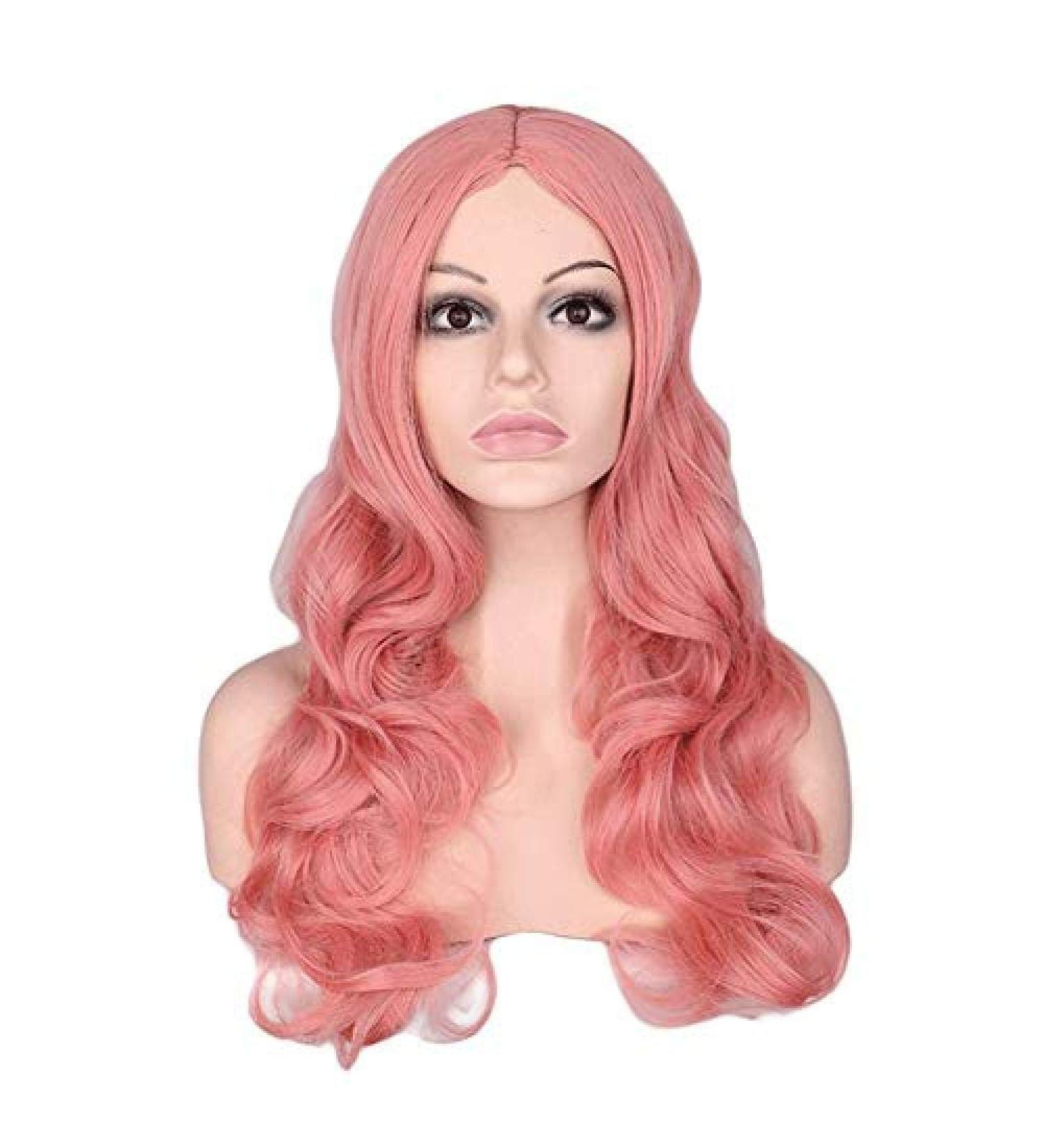 Shop BGHJUE Blonde Lace Front Wig - Long Wavy Synthetic Hair Heat Resistant Light Brown & Pink Soft & Thick for Women - Buy Online on GoSupps.com