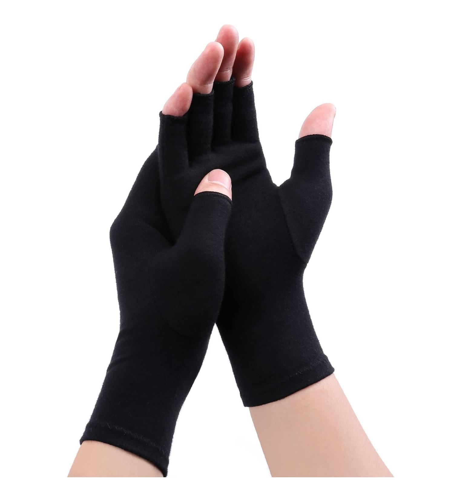 Gebell Rheumatoid Arthritis Compression Fingerless Gloves - Pain Relief & Warmth for Carpal Tunnel - Black - Buy Online on GoSupps.com