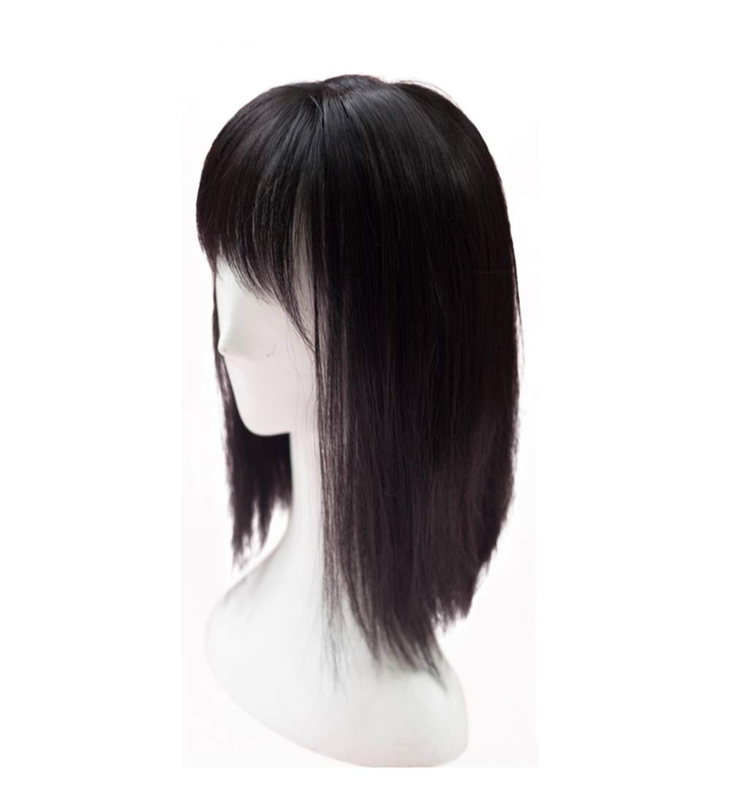 Remeehi Top Hair Piece - Straight Synthetic Clip-In Hairpiece with Bangs for Women - Thin Natural Black - Buy Online on GoSupps.com
