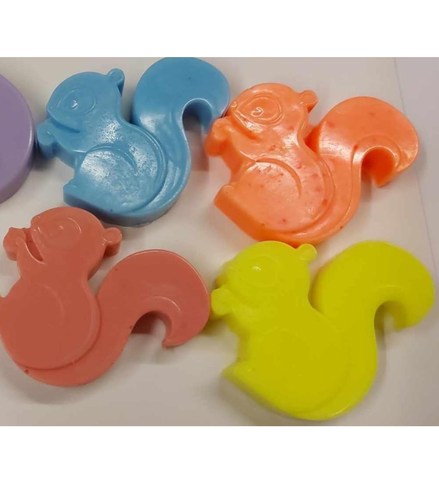 4x mini squirrel soap 5x0.5cm soaps fragrance free colours will vary