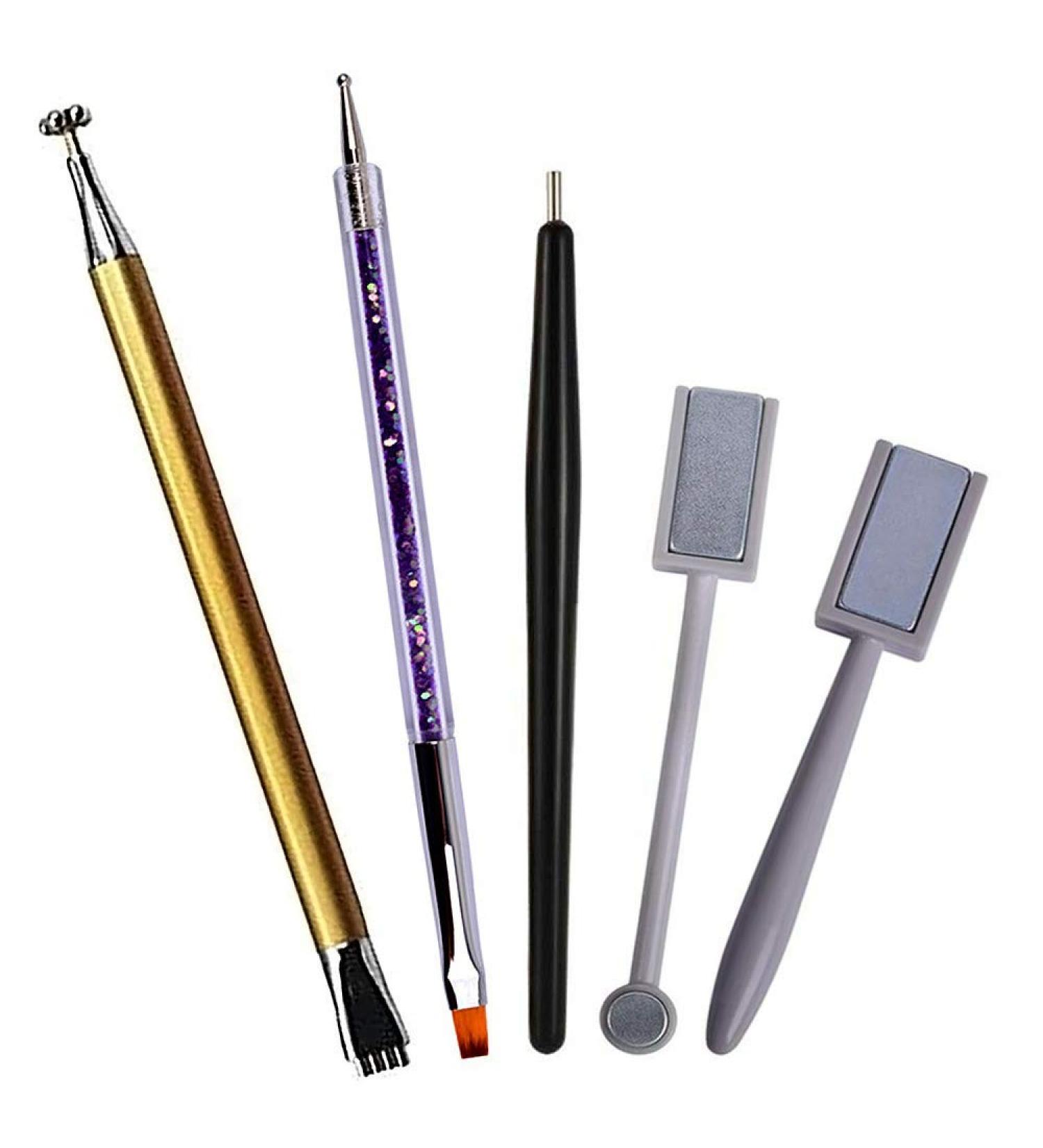 Nail Magnet Stick Set - 5 Piece Double Head Floral Design Magnet Pen & Strong Pencil for DIY 3D Cat Eye & Gel Nail Art Accessories - Buy Online on GoSupps.com