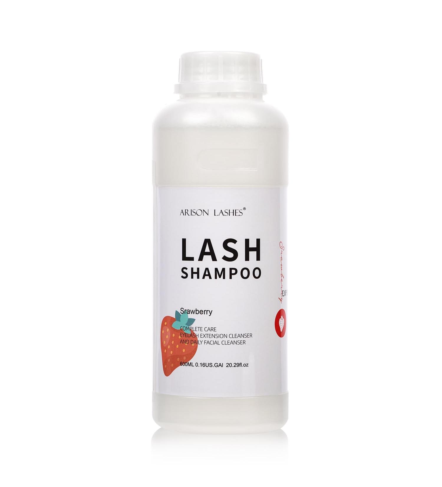 Eyelash Extension Shampoo 600ml | Paraben & Sulfate Free Foaming Cleaner for Extensions & Natural Lashes | Professional & Self-Use | Caomei Strawberry - Buy Online on GoSupps.com