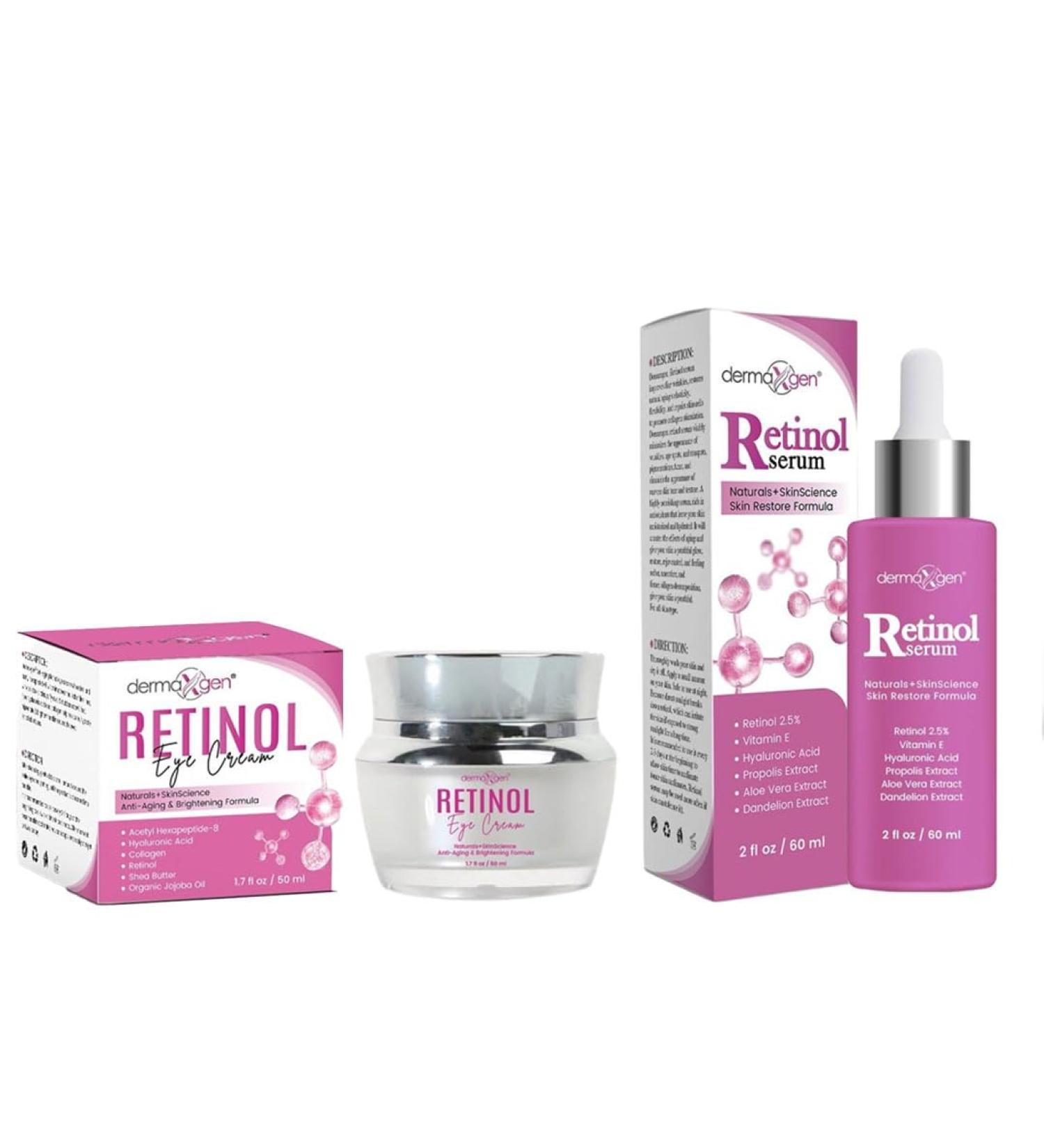 3% Retinol Skincare Set Hydrating Face Cream (1.7 FL OZ) & Retinol Serum (2 FL OZ) with Hyaluronic Acid Lightweight Anti-Aging Moisturizers for Fine Lines & Smoother-Looking Skin - Buy Online on GoSupps.com