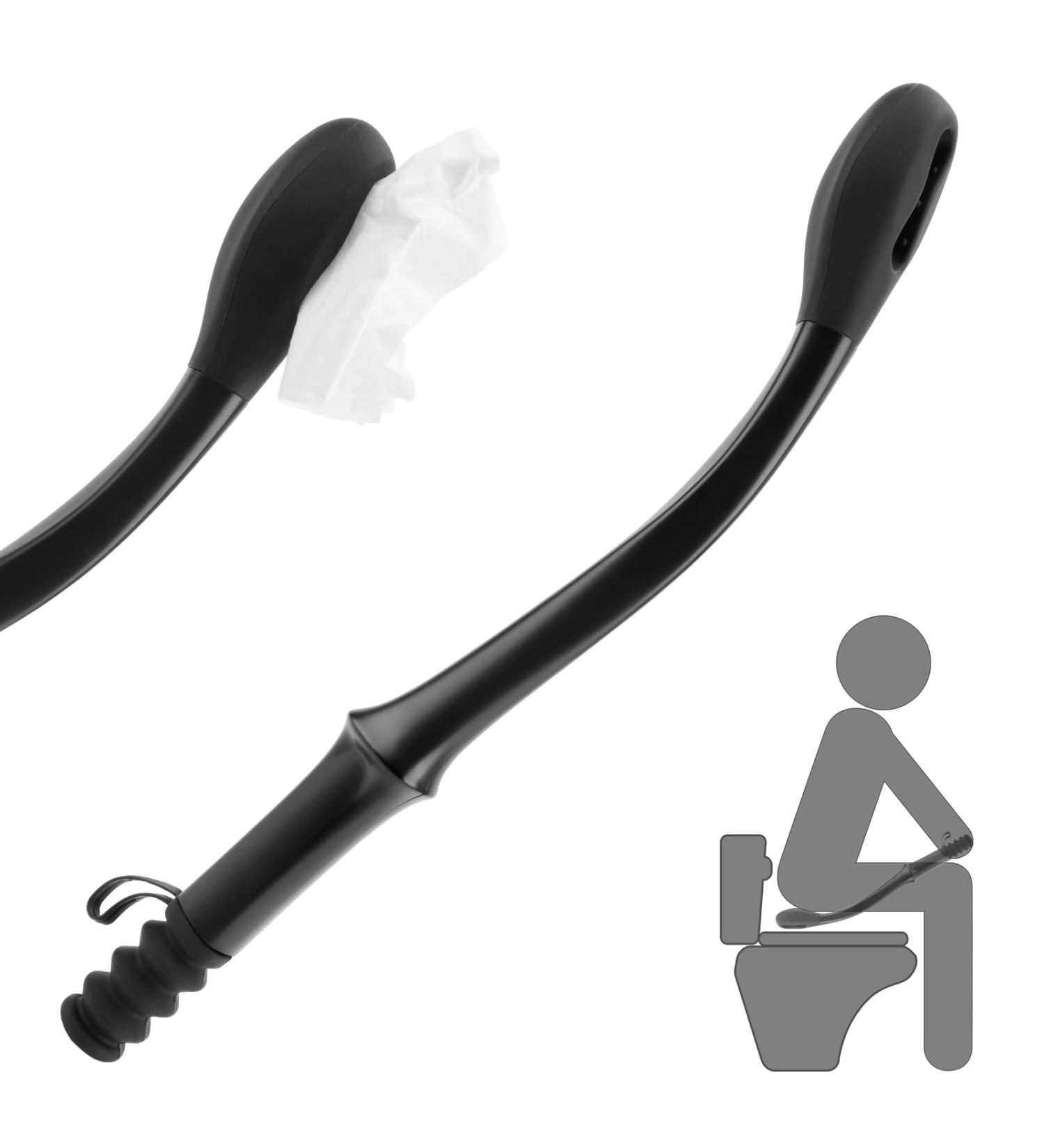 Globalstore Bottom Buddy: 15 Long Reach Comfort Wiper for Elderly & Disabled - Self Assist Butt Wiper for Men & Women - Black - Buy Online on GoSupps.com