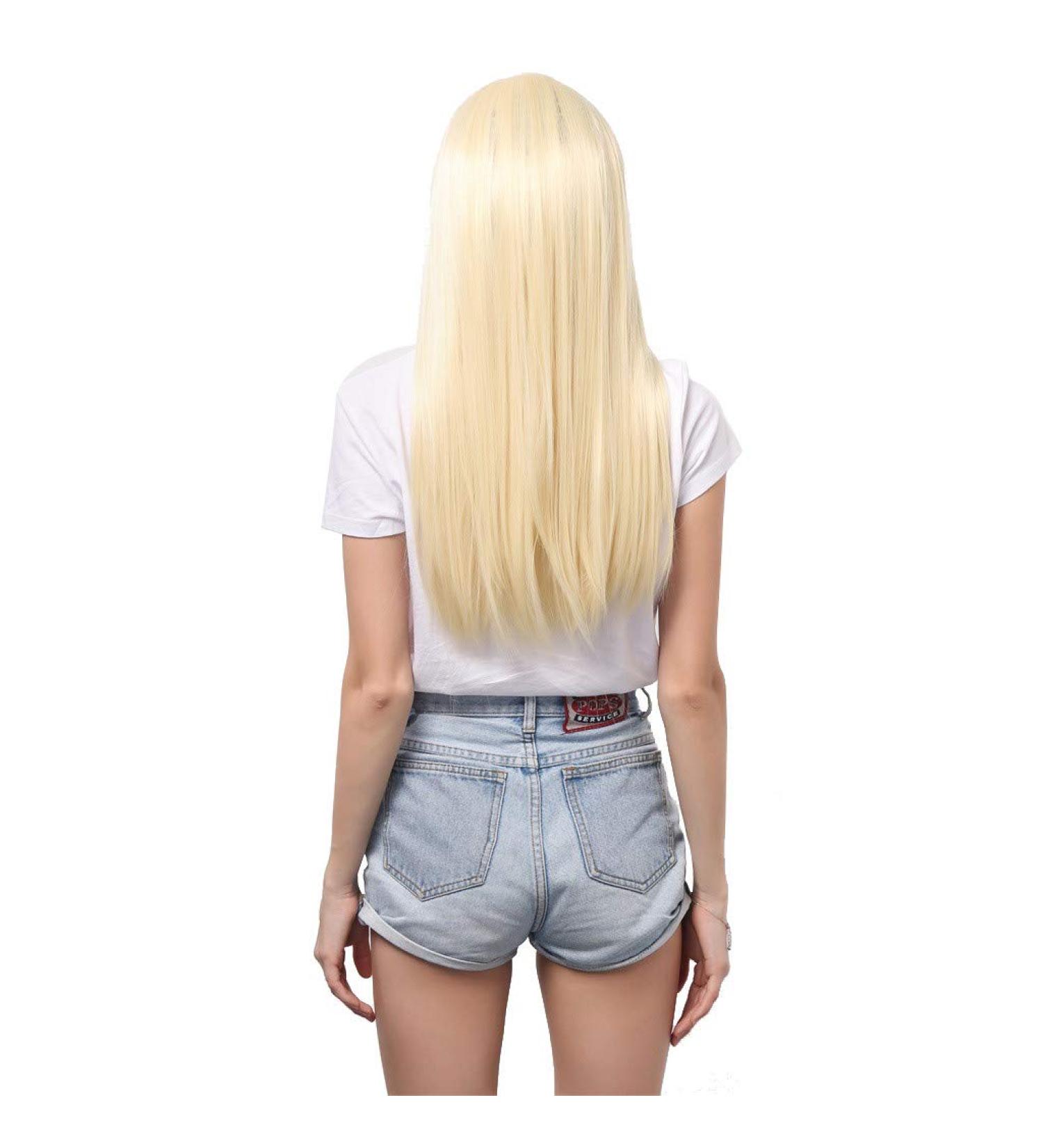 Long Gold Straight Wig for Women - Brazilian Curly Hair 50s 60s 70s 80s Party Style - Shop Internationally - Buy Online on GoSupps.com