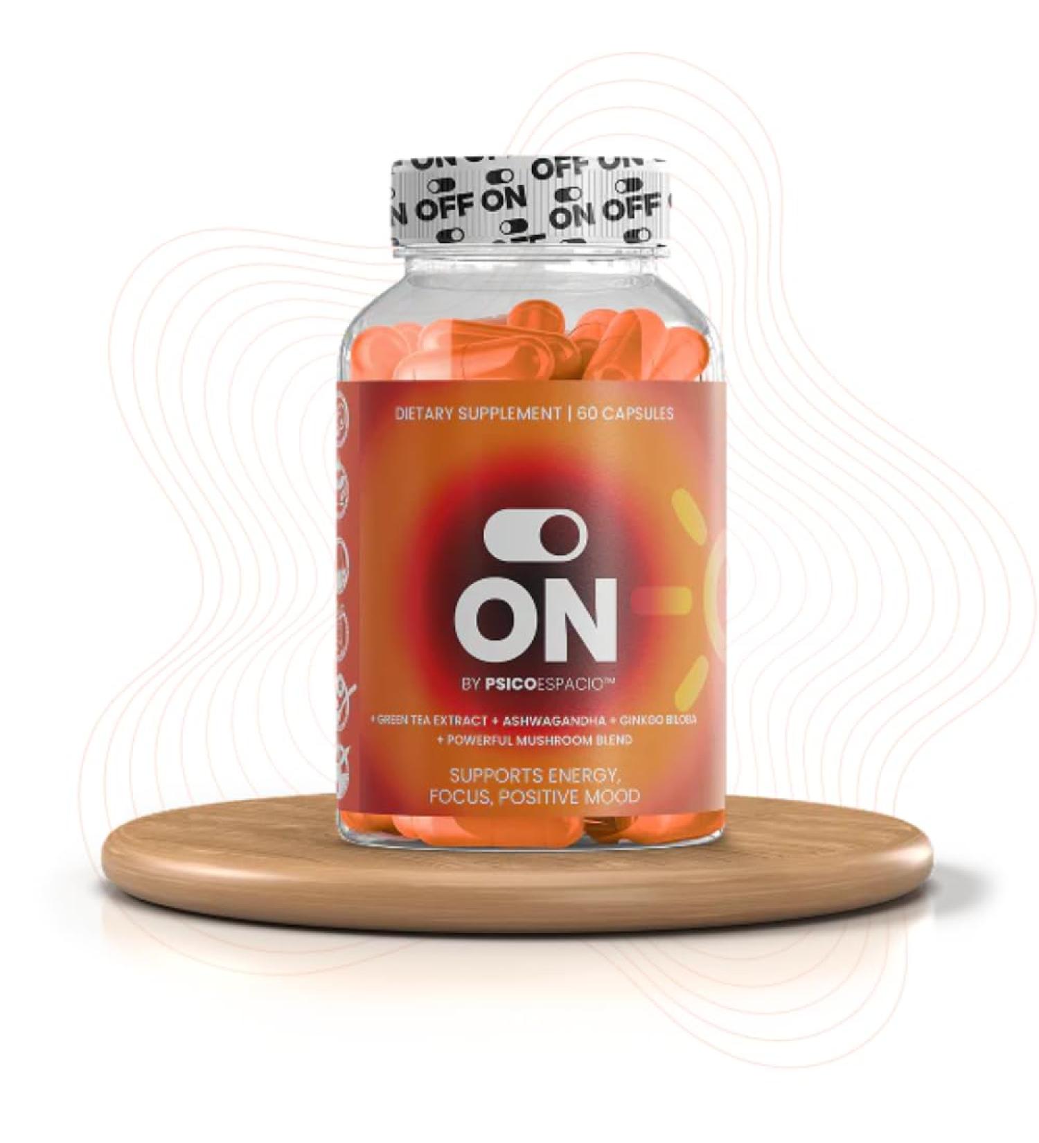 ON by Psic espacio Dietary Nutritional Supplement All day Energy Pills for Adults Natural Energy Supplement Supports Energy Focus and Positive Mood (60 count Pack of 1) - Buy Online on GoSupps.com