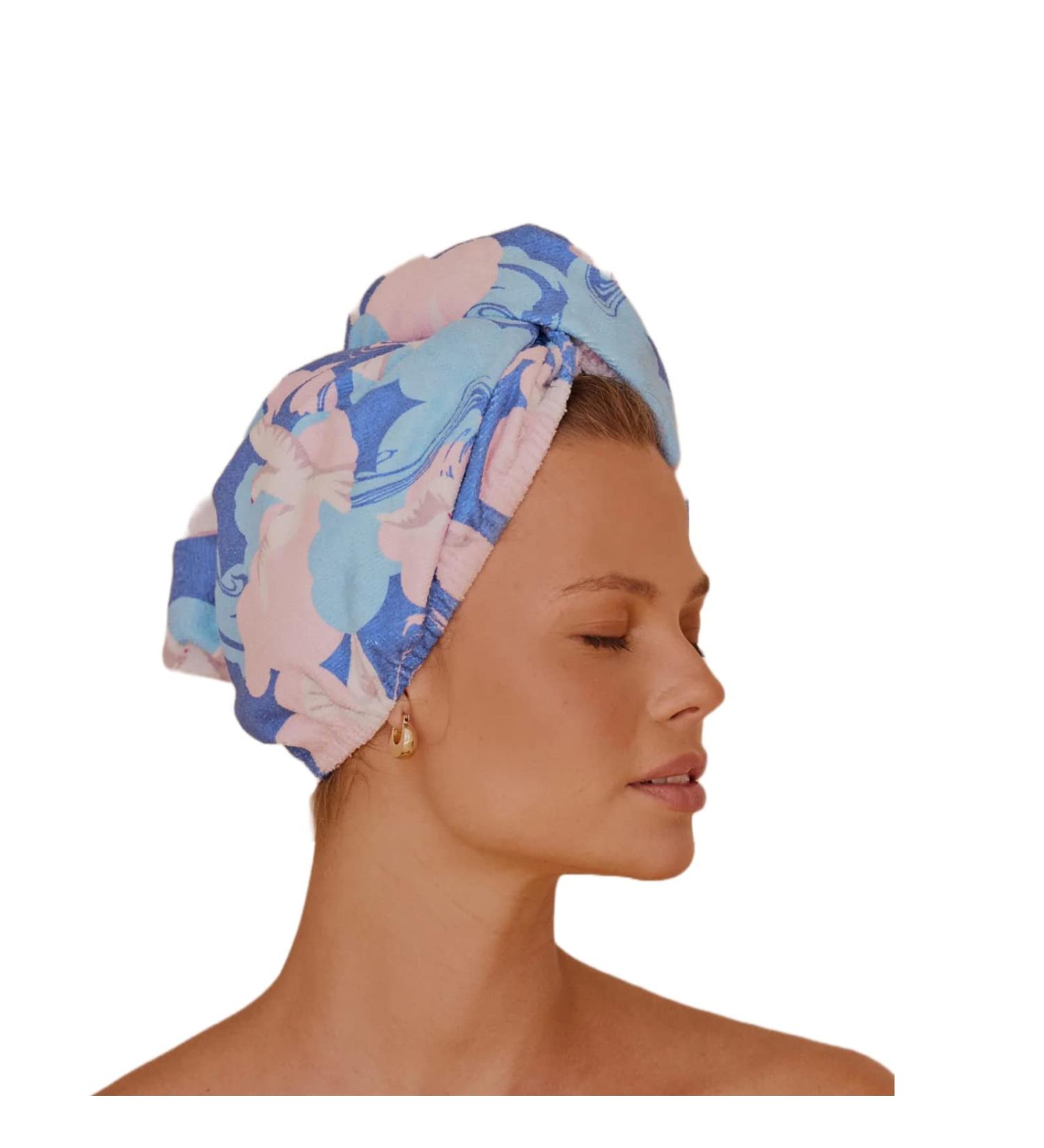 Louvelle Riva Luxury Hair Towel Wrap - Stylish Reusable Super Absorbent Turban for All Hair Types - Anti Frizz (Bluebird Days - Buy Online on GoSupps.com