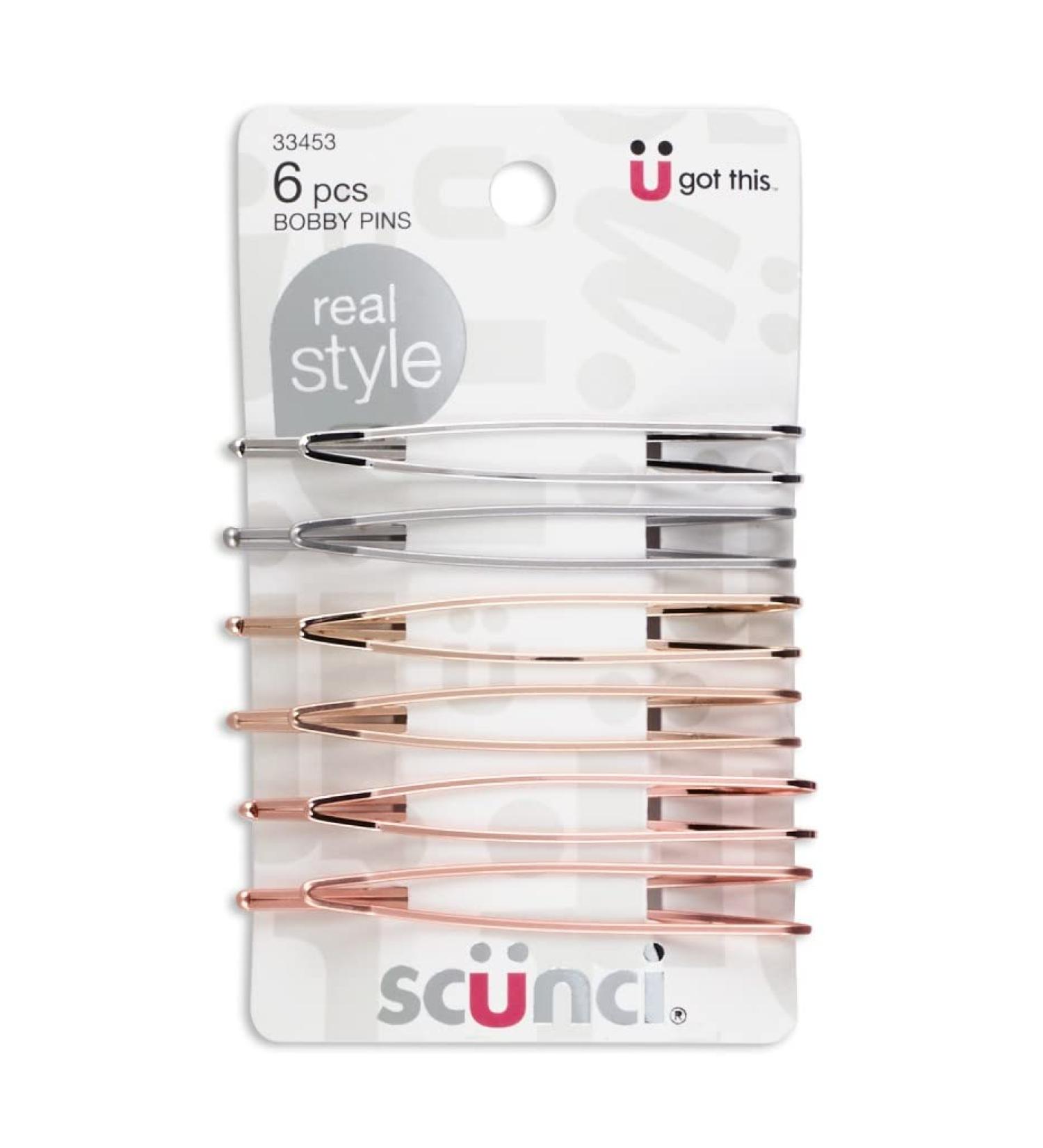 Scunci Bobby Pins Set - Silver, Gold, Bronze Colors - 12 Pcs (2 Packs) - Buy Online on GoSupps.com