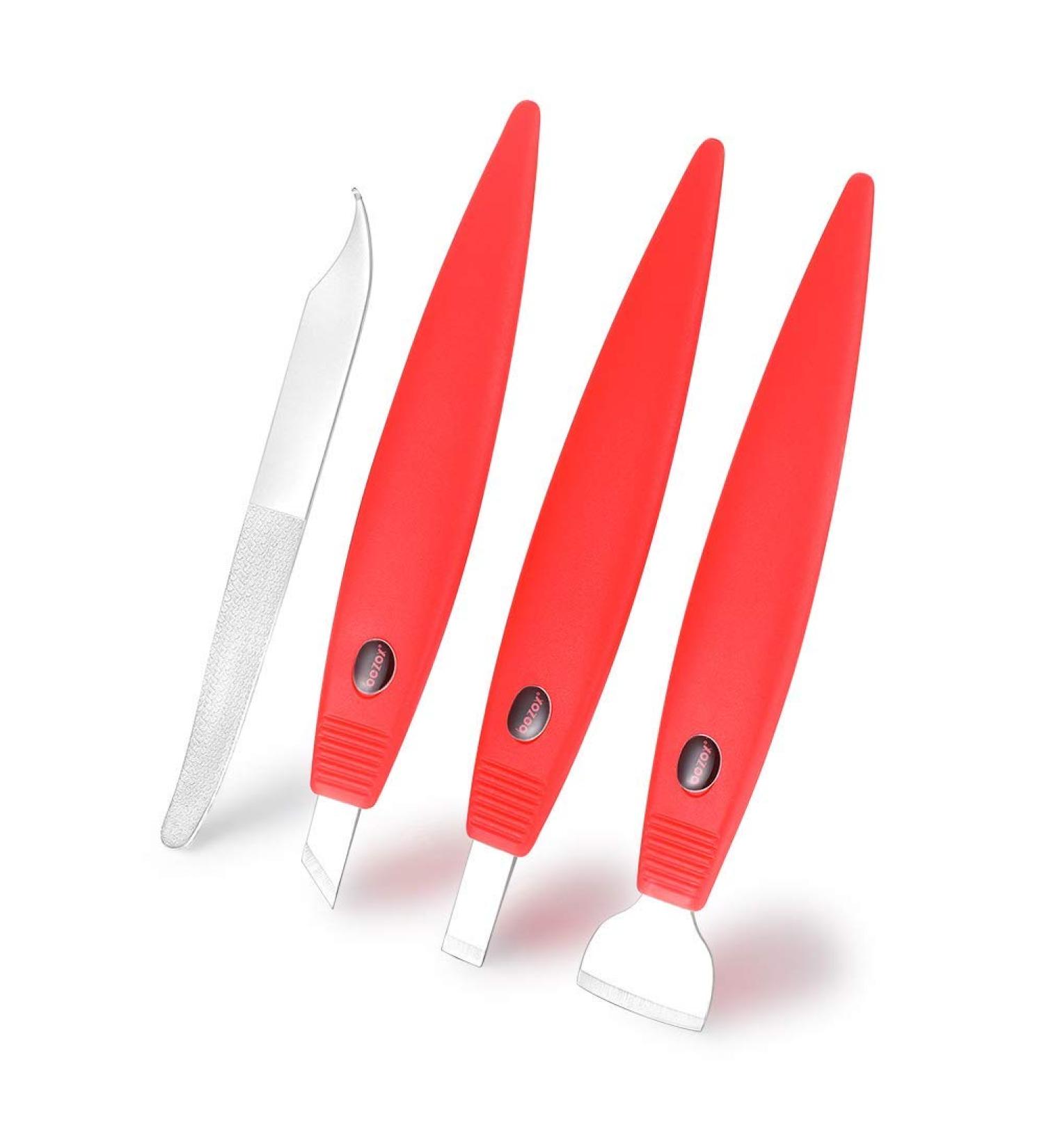 BEZOX Pedicure Shavers Set - Professional Foot Care Kit - Stainless Steel Dead Skin Remover Tool (Red) - Buy Online on GoSupps.com