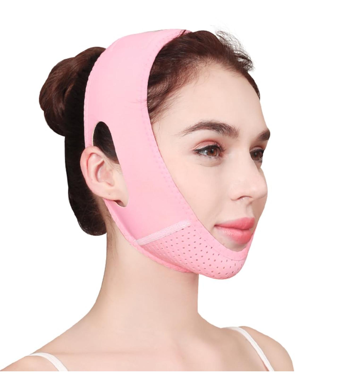 CURELIX Double Chin Reducer | Reusable V Line Lifting Belt & Face Lift Mask for Women (Pink) - Shop Now - Buy Online on GoSupps.com