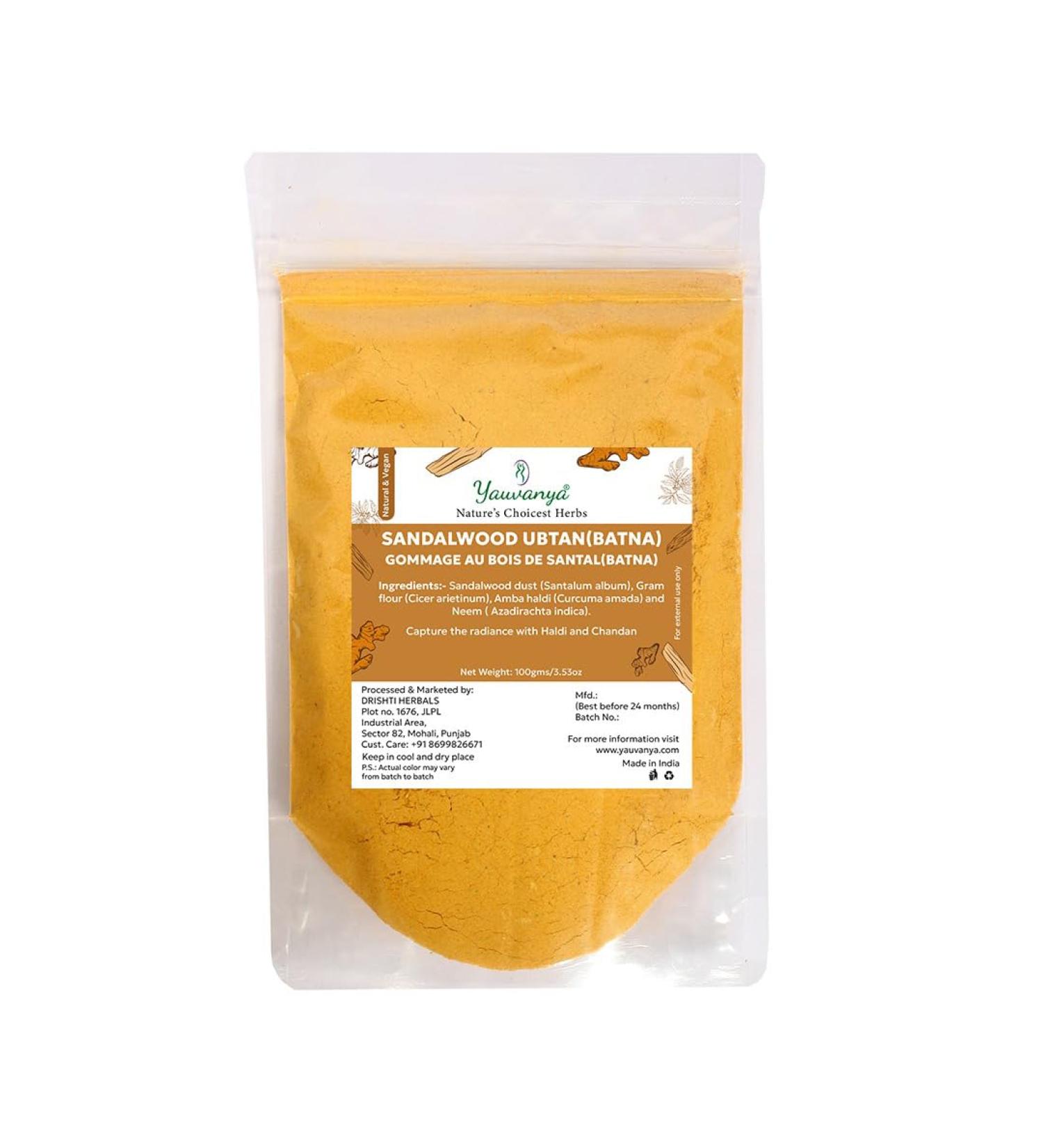 Yauvanya Sandalwood Ubtan | Natural Face Scrub with Turmeric & Sandalwood Dust | 100g | International Shipping - Buy Online on GoSupps.com