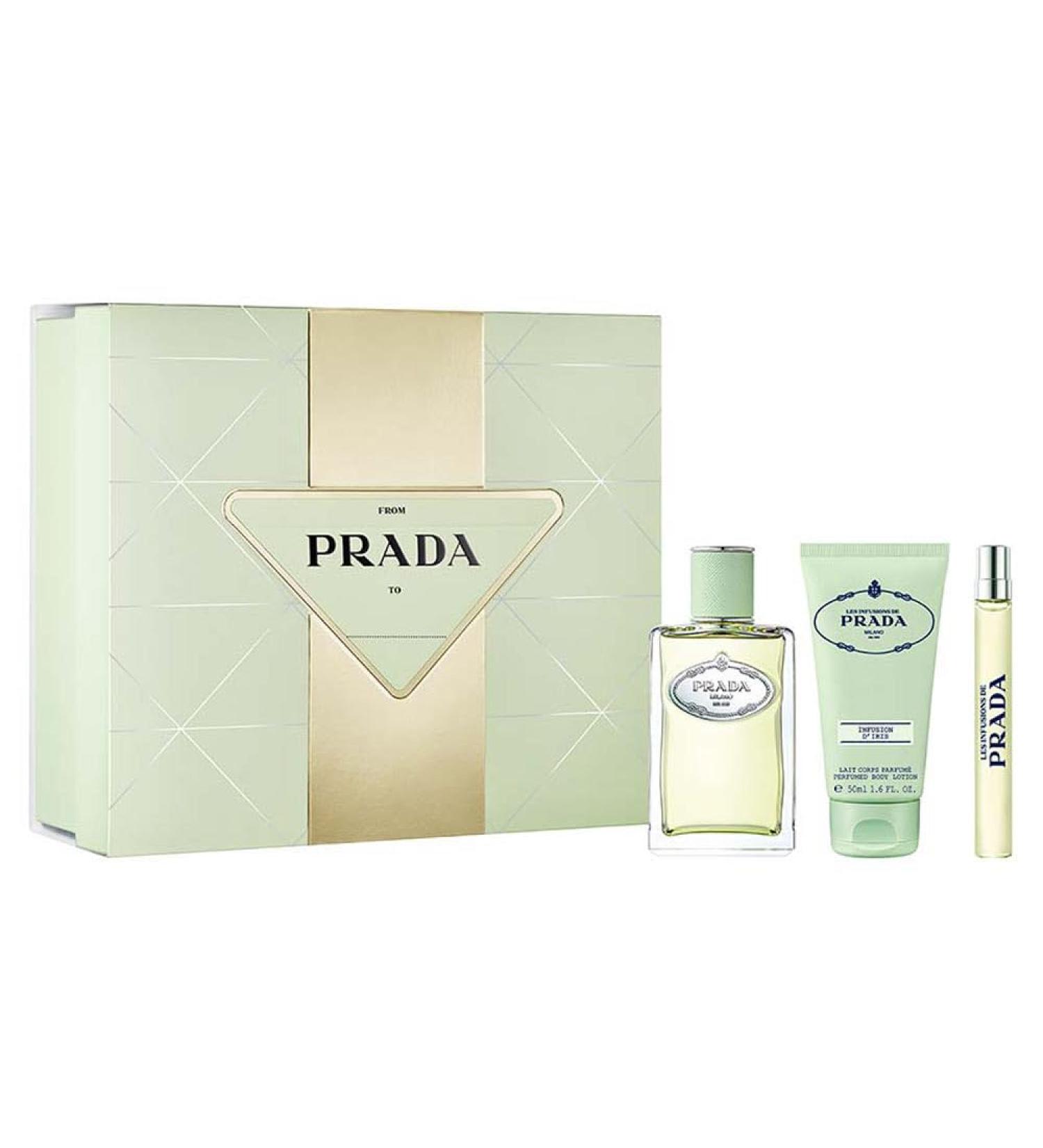 Prada Infusion d'Iris 3-Pcs Gift Set (Eau de Parfum Spray 3.4 Fl Oz + Body Lotion 1.7 Fl Oz + Eau de Parfum 0.34 Fl Oz) - Buy Online on GoSupps.com