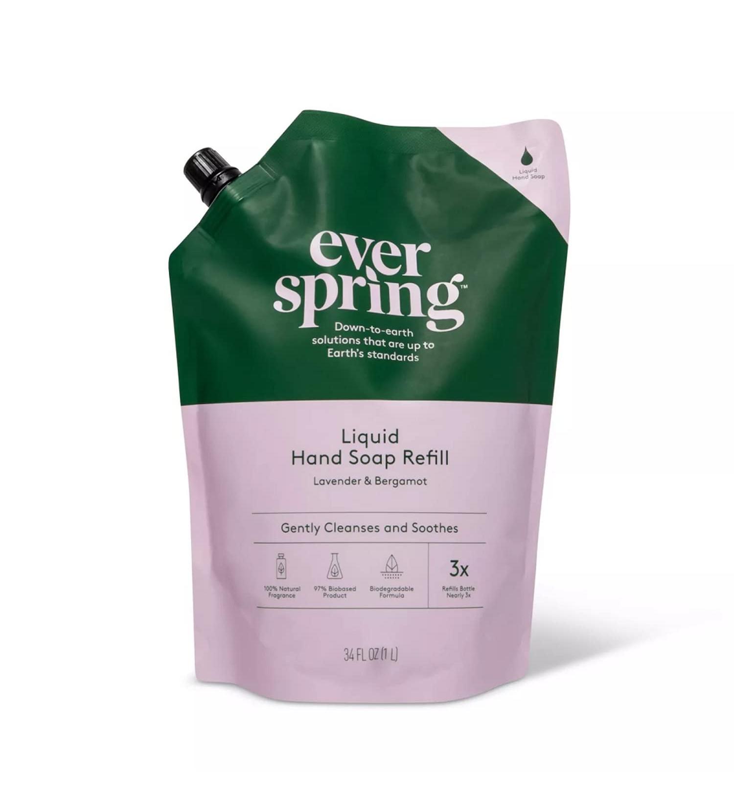 EVERSPRING Liquid Hand Soap Refill 34 fl oz (Lavender & Bergamot  Pack of 1) Lavender & Bergamot 34 Fl Oz (Pack of 1)