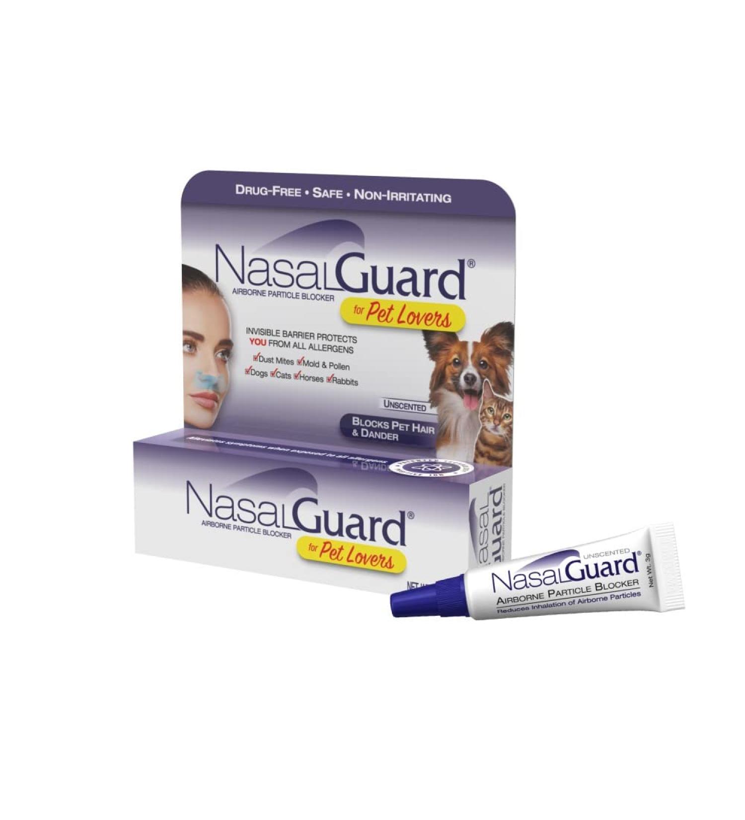 NasalGuard Pet Lovers Allergy Relief Gel - Drug-Free Nasal Blocker for Pet Hair & Dander - Non-Irritating Moisturizing Formula - Made in USA (Unscented 3g) - Buy Online on GoSupps.com