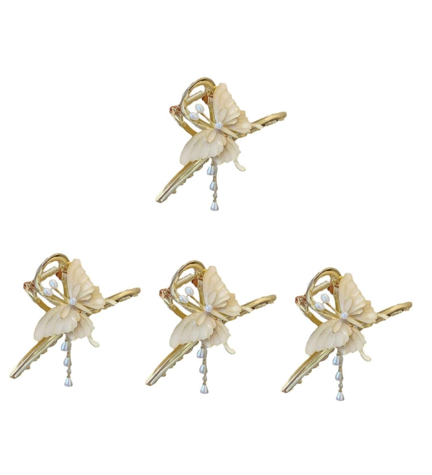 Shop Healeved Large Butterfly Pearl Hair Clips - 4 Piece Set for Women | Durable Alloy Claw Hair Holders - Buy Online on GoSupps.com