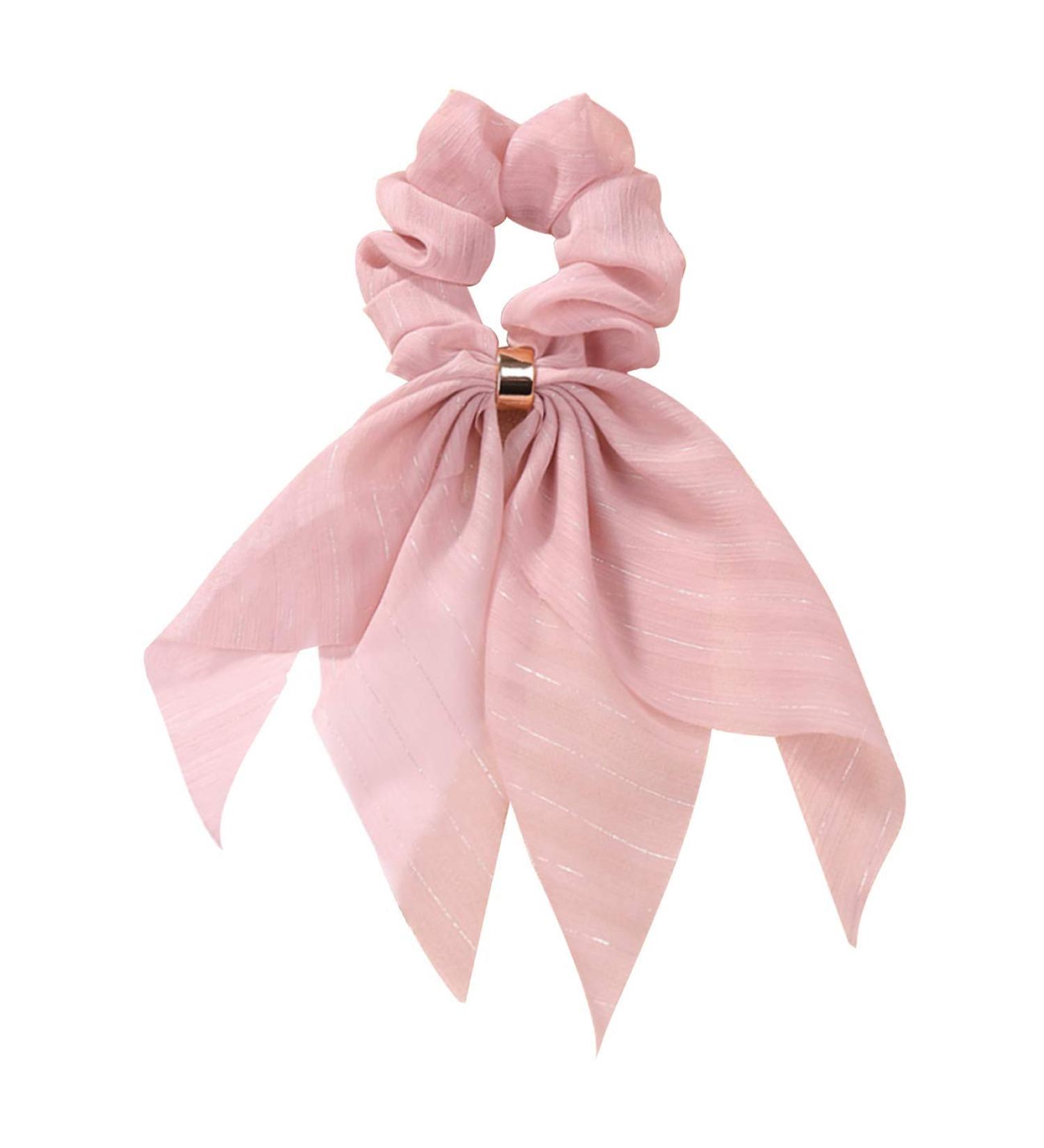 XJ Chiffon Bowknot Hair Scrunchies Rabbit Ears Design Hair Elastics Scrunchies Ponytail Holder Hair Accessories for Women Girls Pink - Buy Online on GoSupps.com