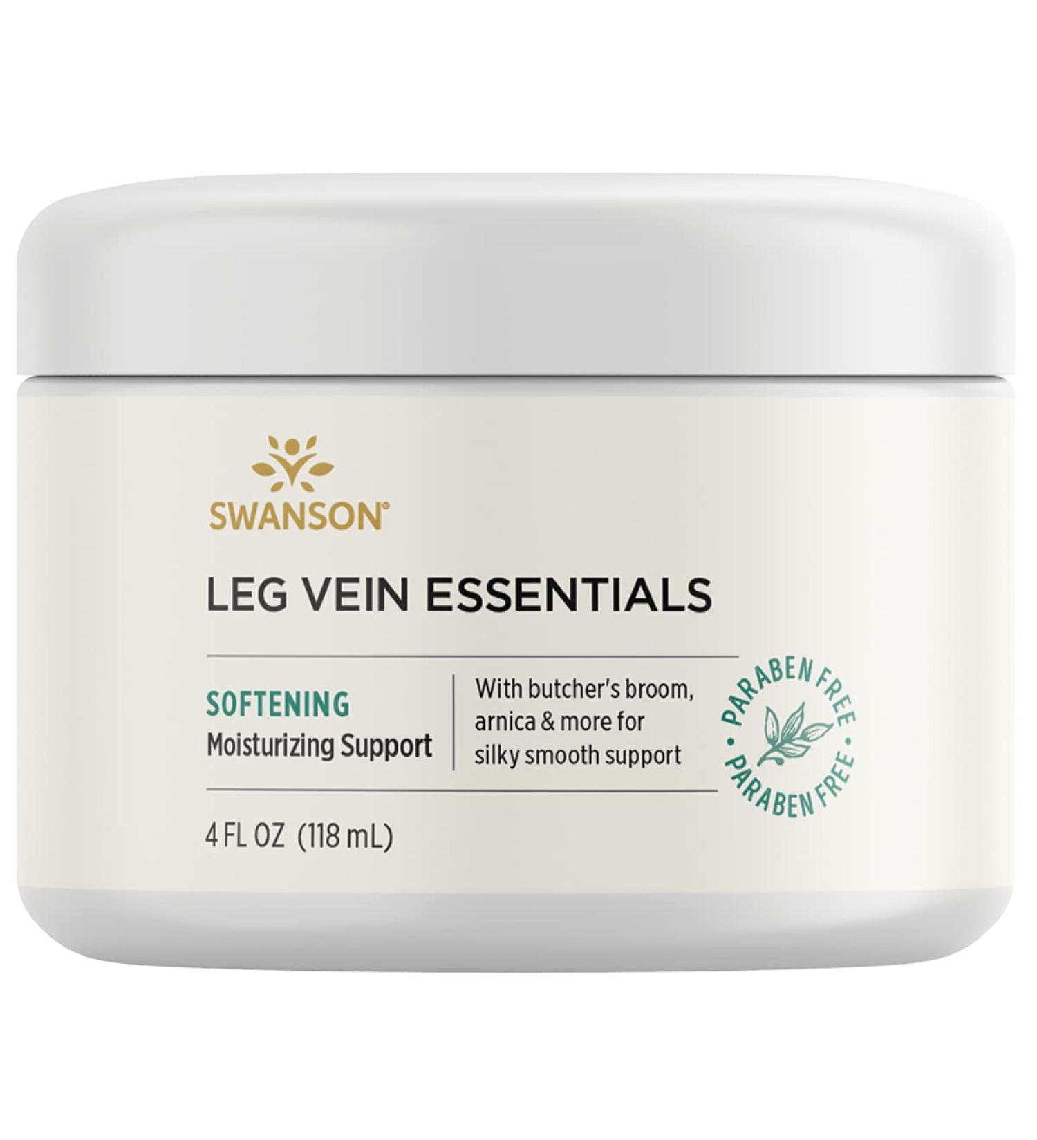 Swanson Leg Vein Essentials Cream 4 fl oz (118 ml) Soothes and Strengthens Leg Veins - Buy Online on GoSupps.com