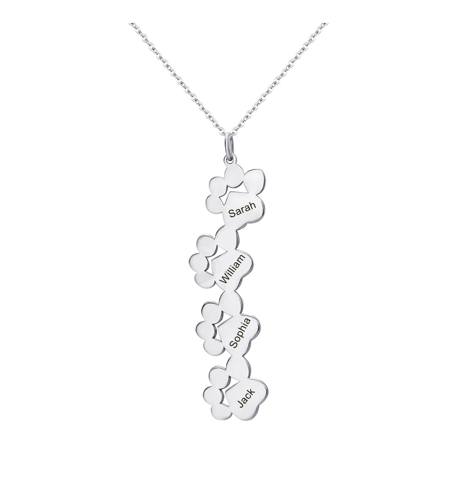 Exlarify Personalized Paw Print Necklace | Custom Pet Memorial Jewelry for Dog Lovers | Unique Mothers Day Gift with Names - S4 Silver - Buy Online on GoSupps.com