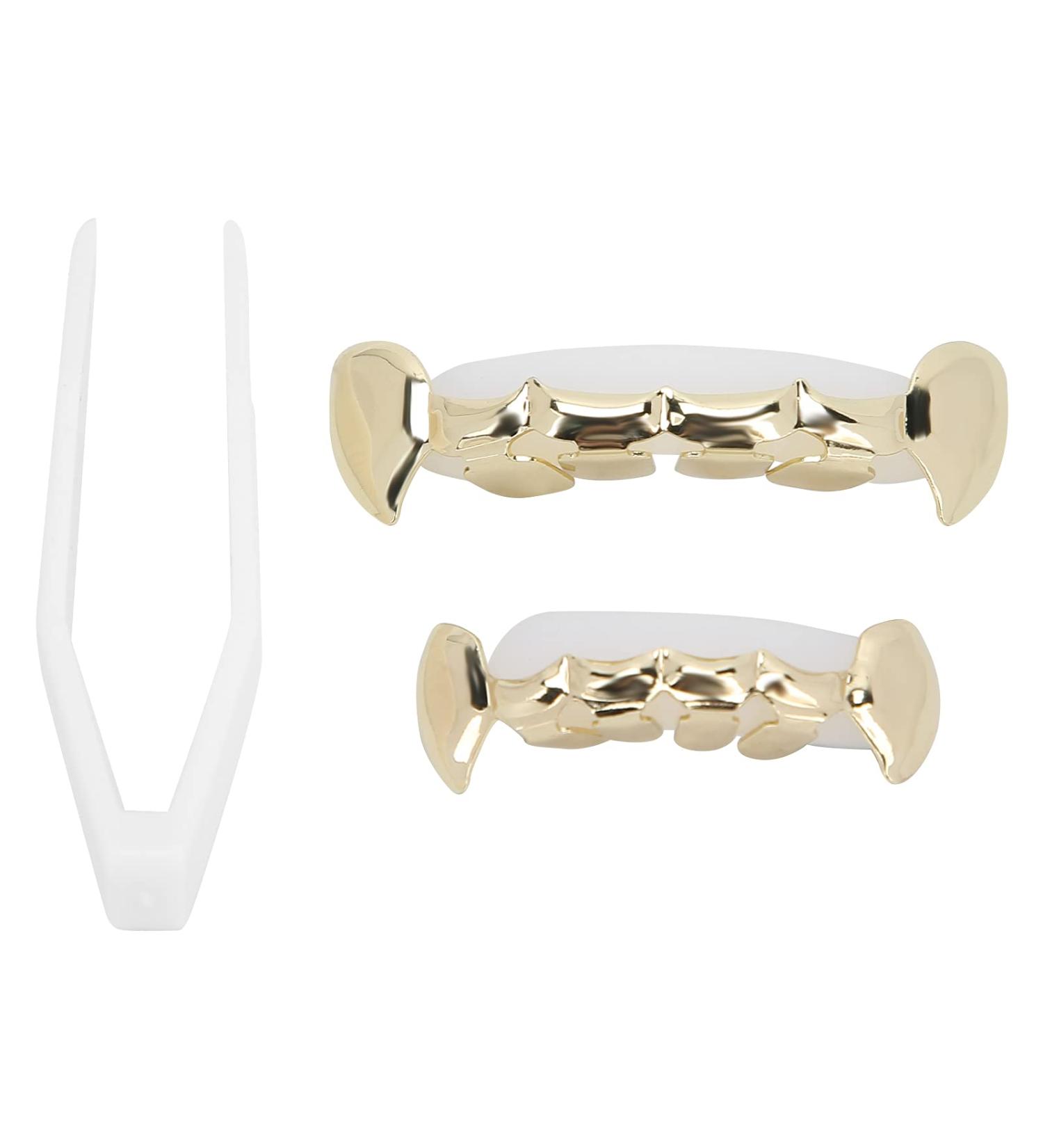 Buy Reusable Copper Hip Hop False Teeth Set for Halloween & Festivals | Easy Wear Gold Teeth Decoration - Buy Online on GoSupps.com