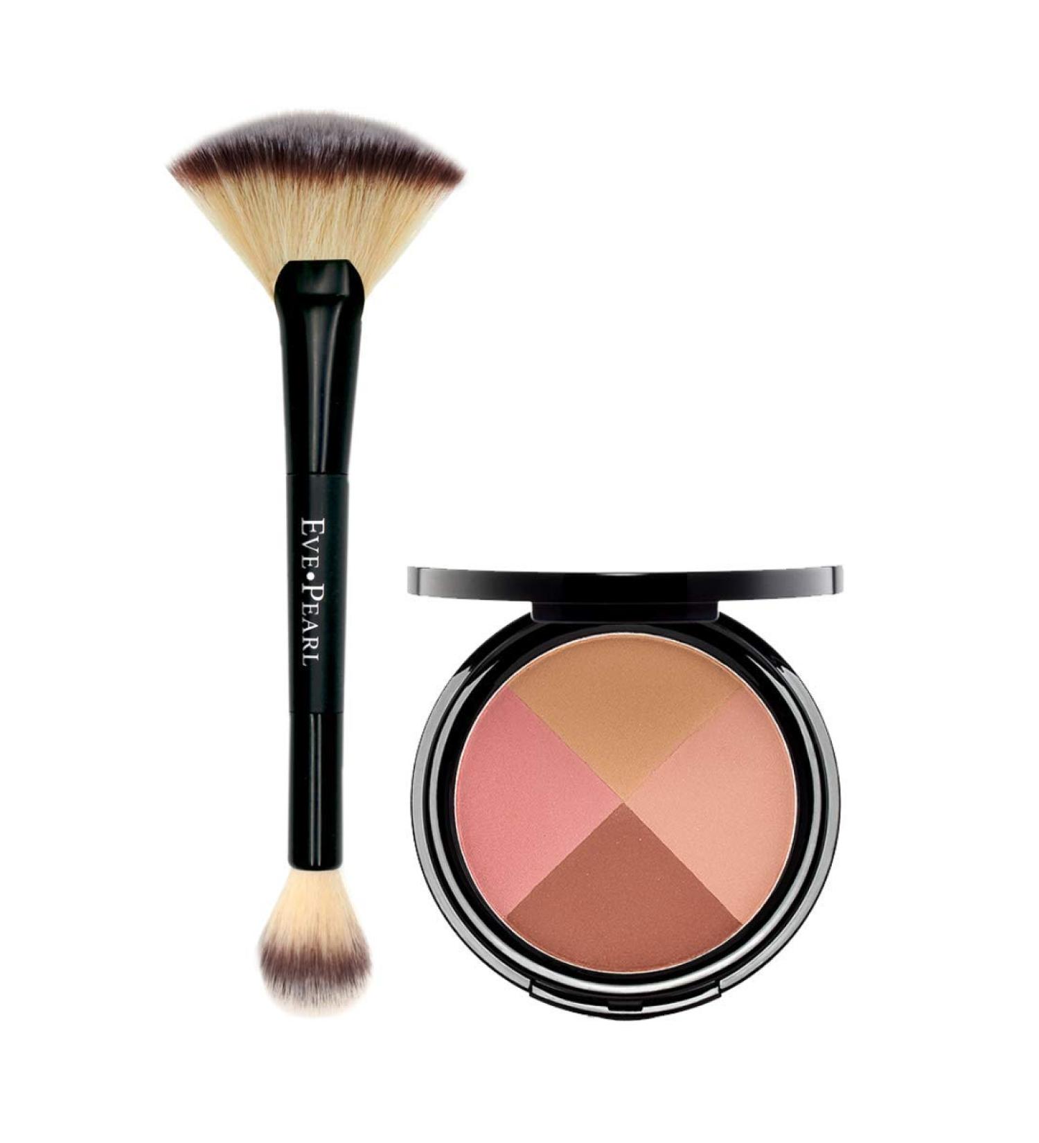 EVE PEARL Ultimate Face Compact & 204 Dual Fan Brush Set - Blush Bronzer Highlighter Contour Palette for Medium to Deep Skin - International Shipping - Buy Online on GoSupps.com