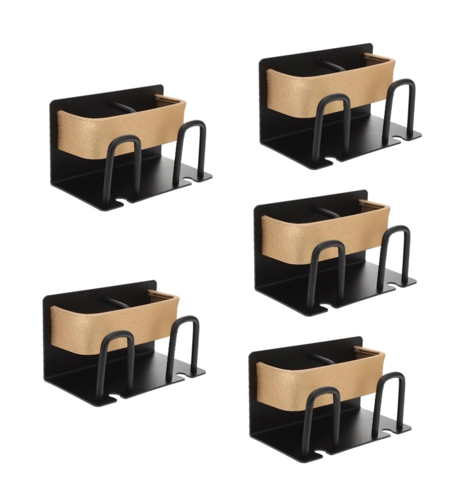 Cabilock 5-Piece Space Vanity Golden Wall Organizer - Black Shower Brush Toothbrush & Cup Holder for Bathroom - Buy Online on GoSupps.com