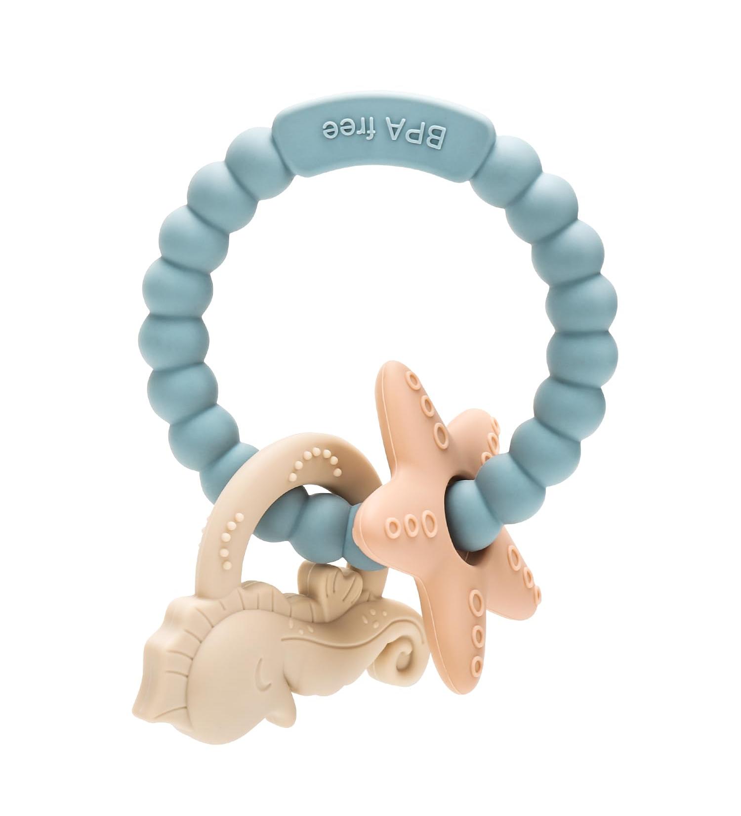 ClDy Bite Ring for Babies - BPA-Free Silicone Teether & Baby Biting Toy | Ocean Blue | Soothing & Massaging for Gums from 3 Months - Buy Online on GoSupps.com