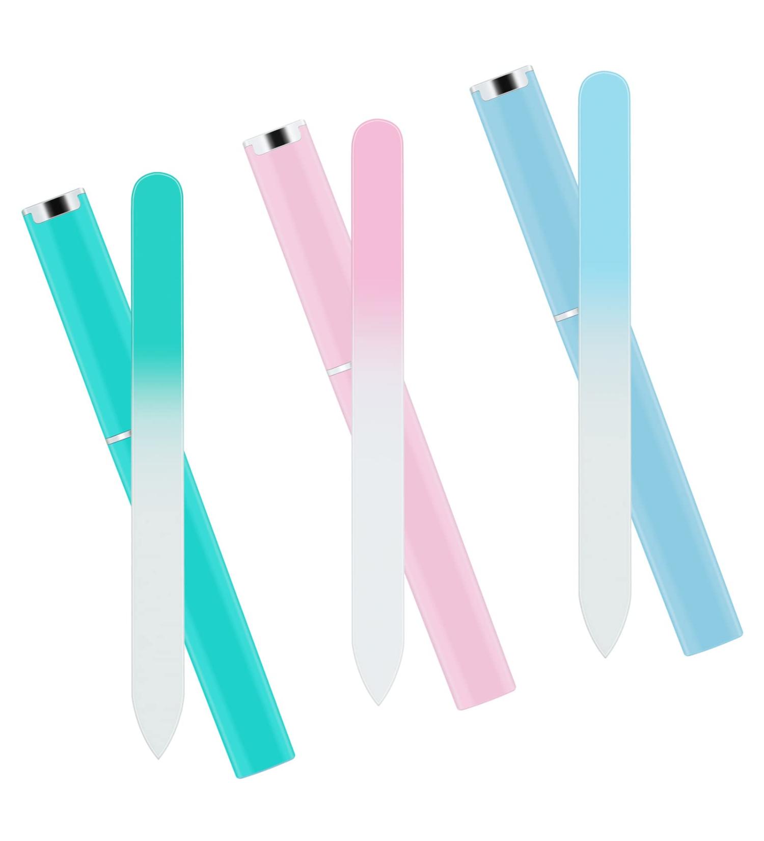 Sibba 3 Pieces Nail File Glass Nail File Premium Glass Nail File with Case Multicolor Crystal Nail File Double-Sided Nail Files for Natural Nails Manicure Tools Style A - Buy Online on GoSupps.com