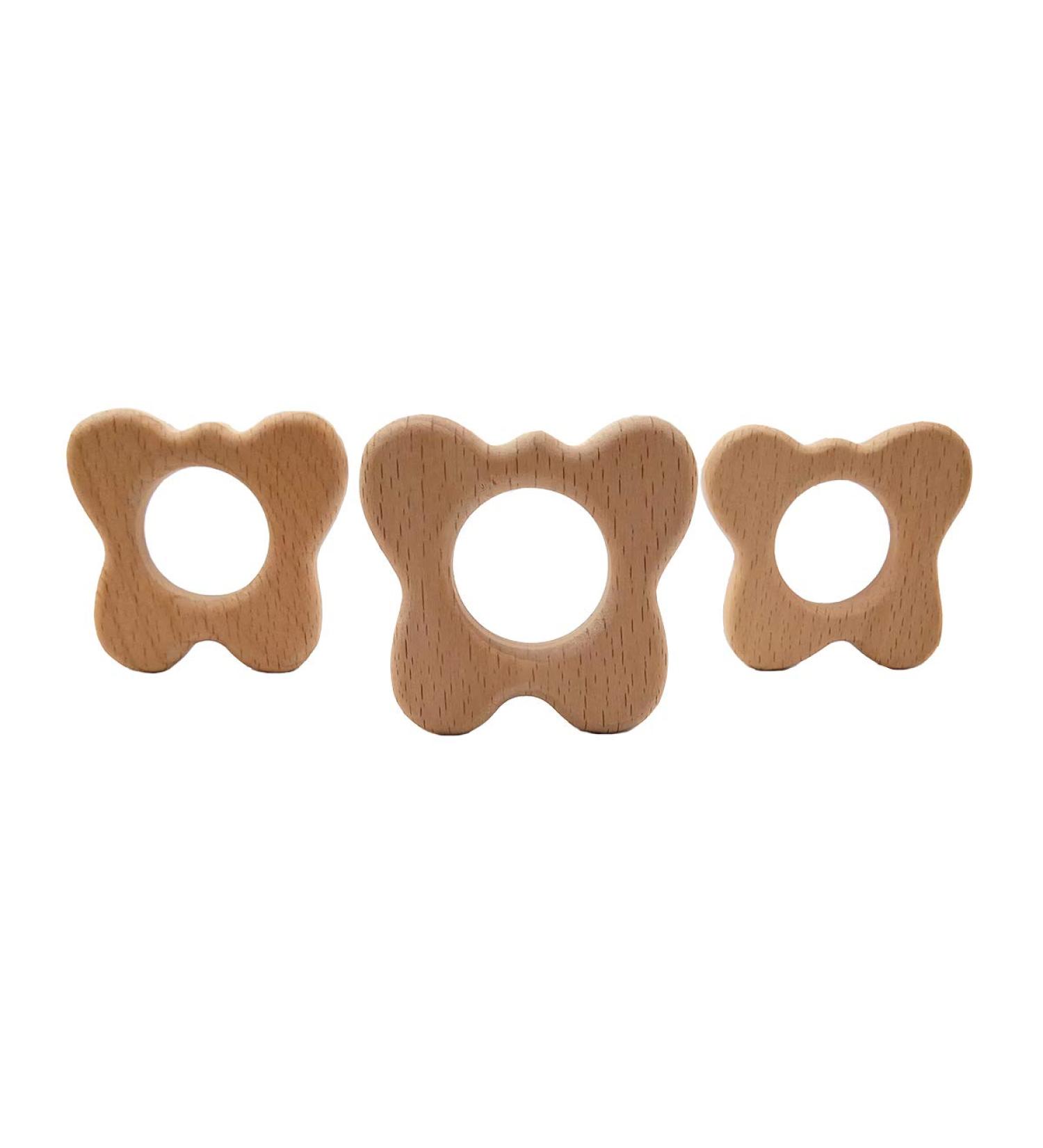 Arakierst 10pcs Cartoon Wood Butterfly Teether - Natural Beech Wooden Handmade DIY Jewelry Pendant - Buy Online on GoSupps.com