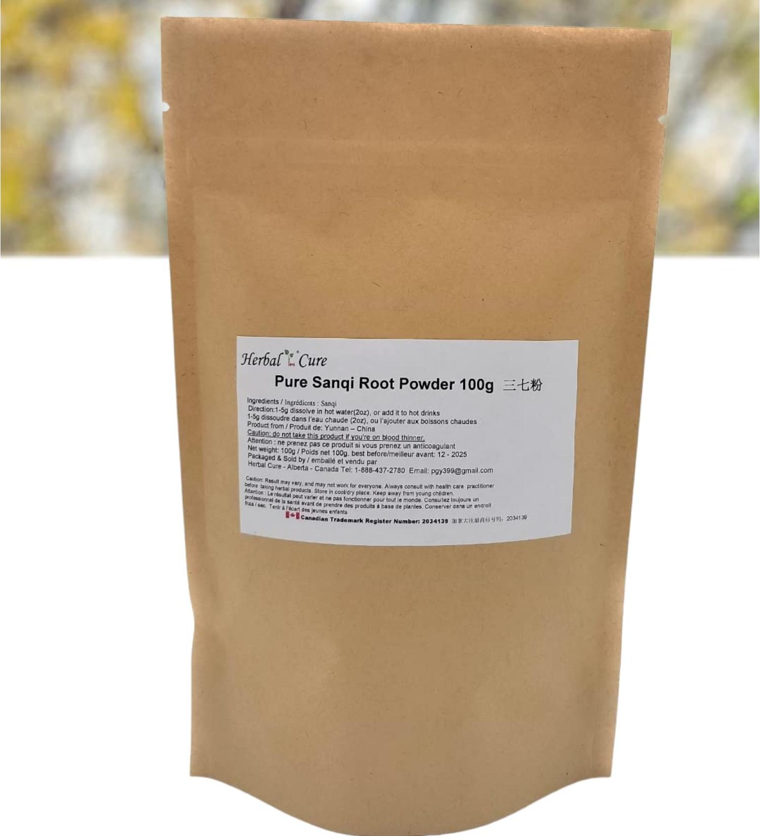 Herbal Cure - san qi tian qi sanqi powder 100g - sifted clean fresh natural vegan notoginseng powder - Yunnan China