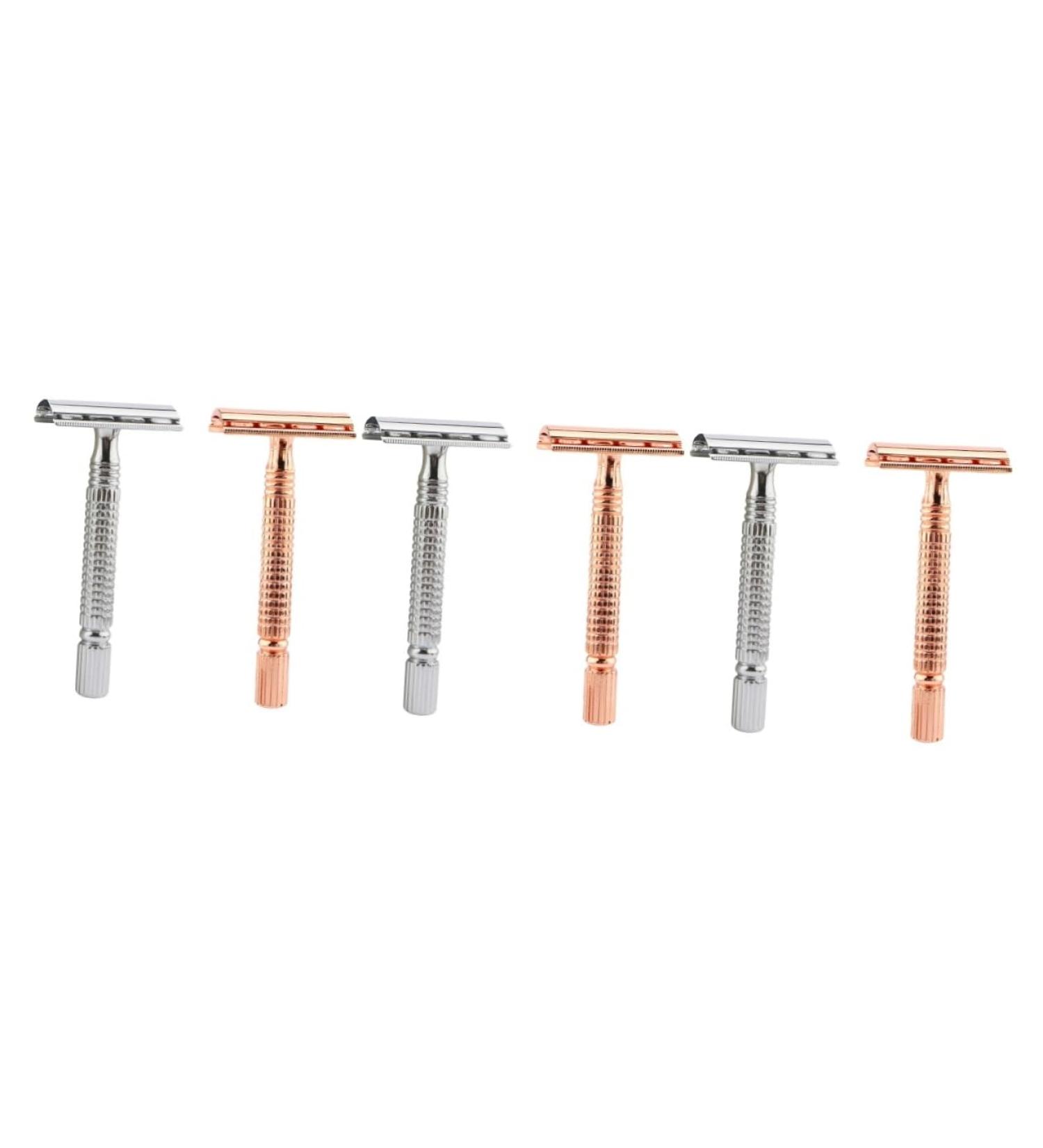 FRCOLOR Prickly Heat Old Razor Man Blade Set - 6 Pcs Double-Sided Zinc Alloy Portable Shaver for Smooth Shaving - Buy Online on GoSupps.com