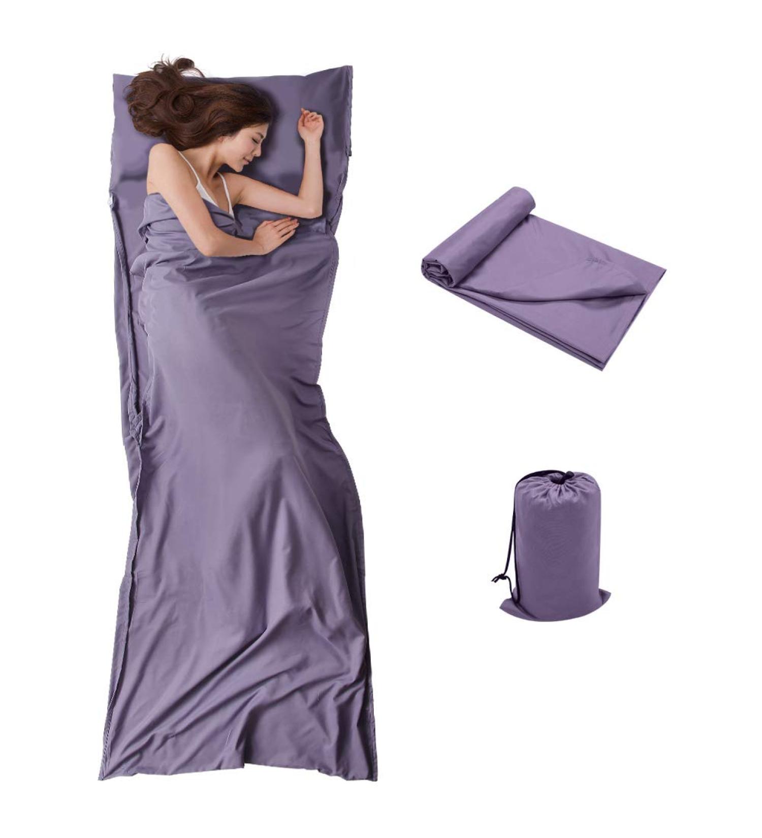 OTDEST Travel and Camping Sheet Sleeping Bag Liner - Lightweight & Portable Adult Sleeping Bag - Purple - Buy Online on GoSupps.com