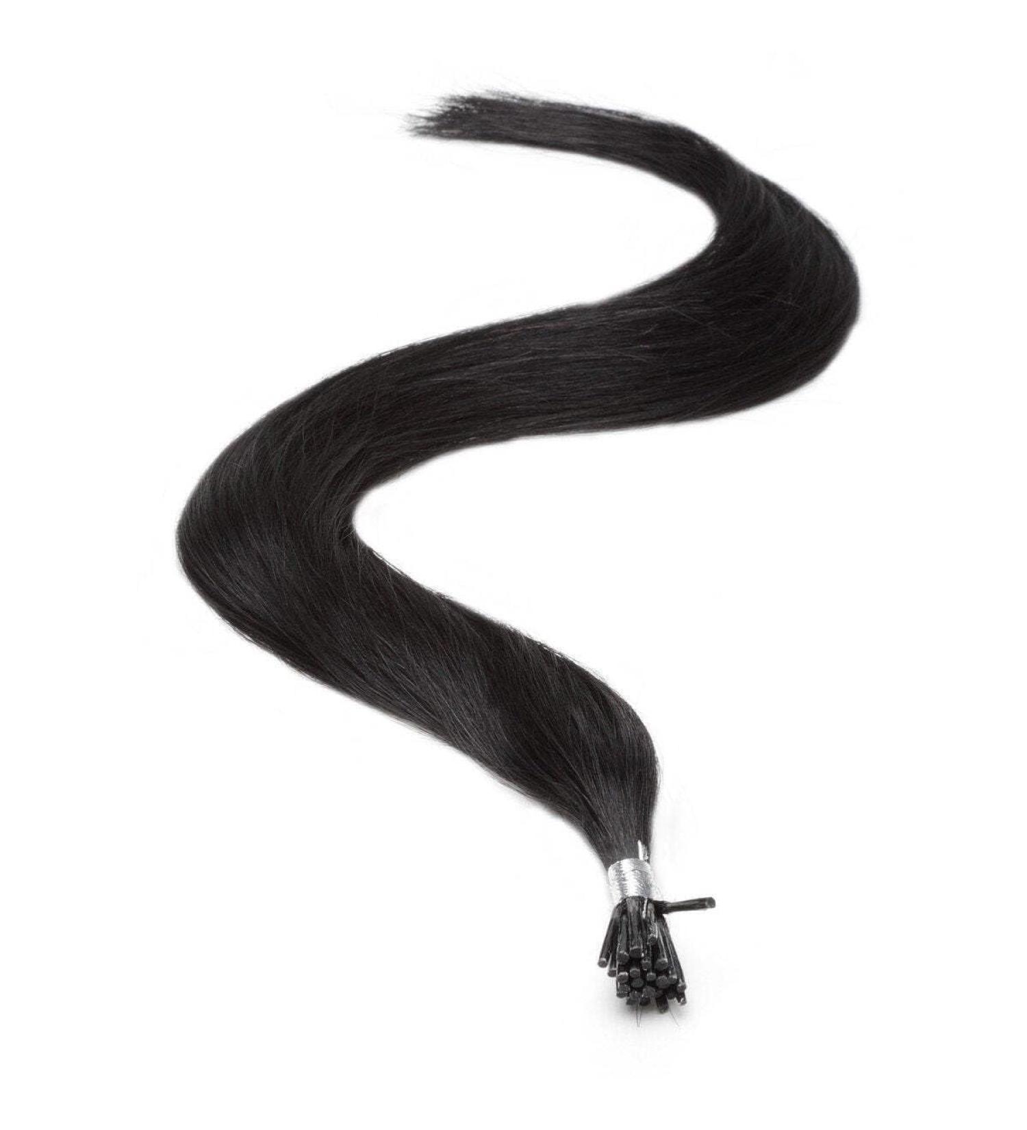 Keratin Pre Bonded I Tip Human Hair Extensions 18" Jet Black (1)
