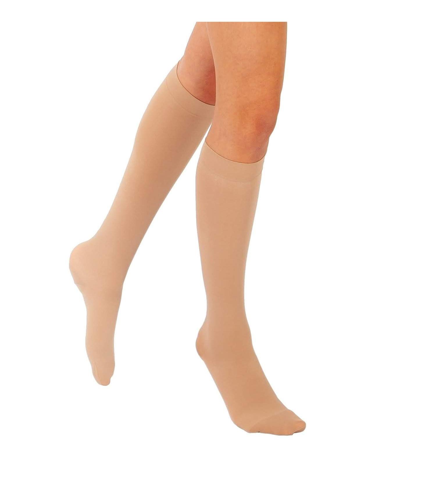RIEMTEX Class 2 Compression Stockings for Men & Women - Thrombosis Socks CCL2 Closed Lace Size 4 Black & Beige - Medically Graded International Shipping - Buy Online on GoSupps.com