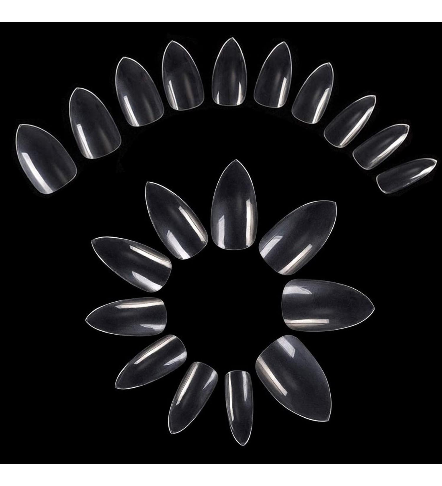 600PCS Transparent Stiletto False Nails - Short Artificial Acrylic Nail Set for DIY Nail Art - Buy Online on GoSupps.com